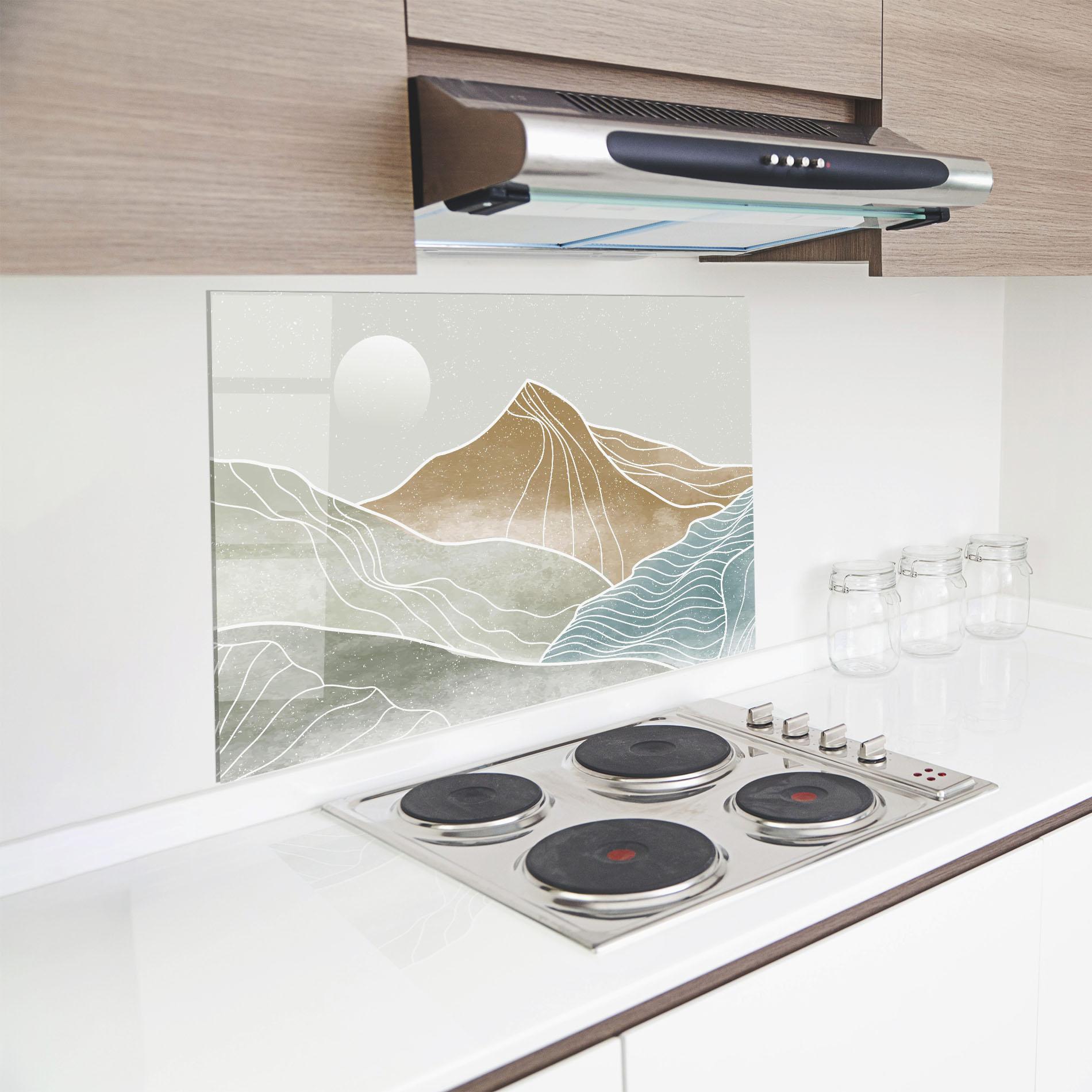 Panou Sticla Bucatarie Minimal Mountain mockup 8