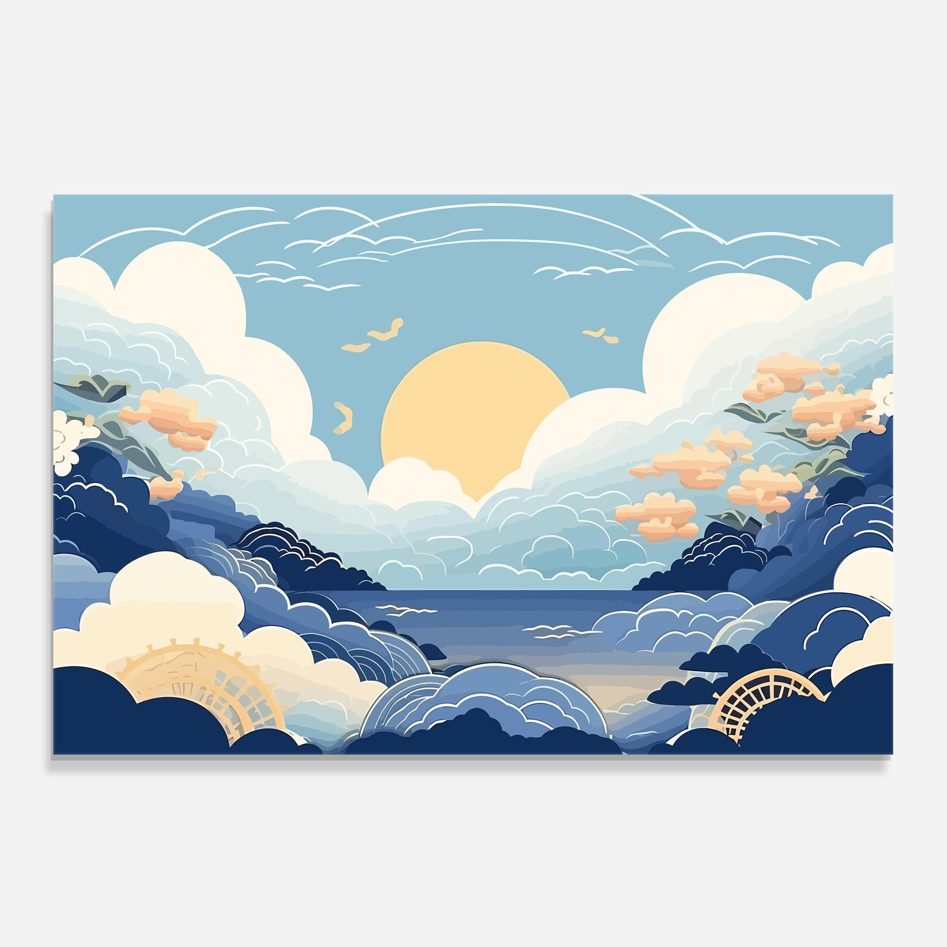 Panou Sticla Bucatarie Big White Clouds mockup 0