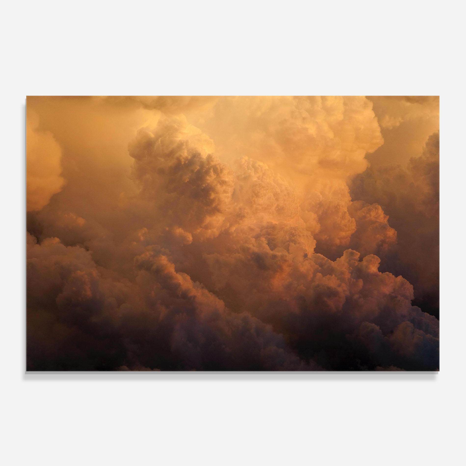 Panou Sticla Bucatarie Brown Orange Clouds mockup 0