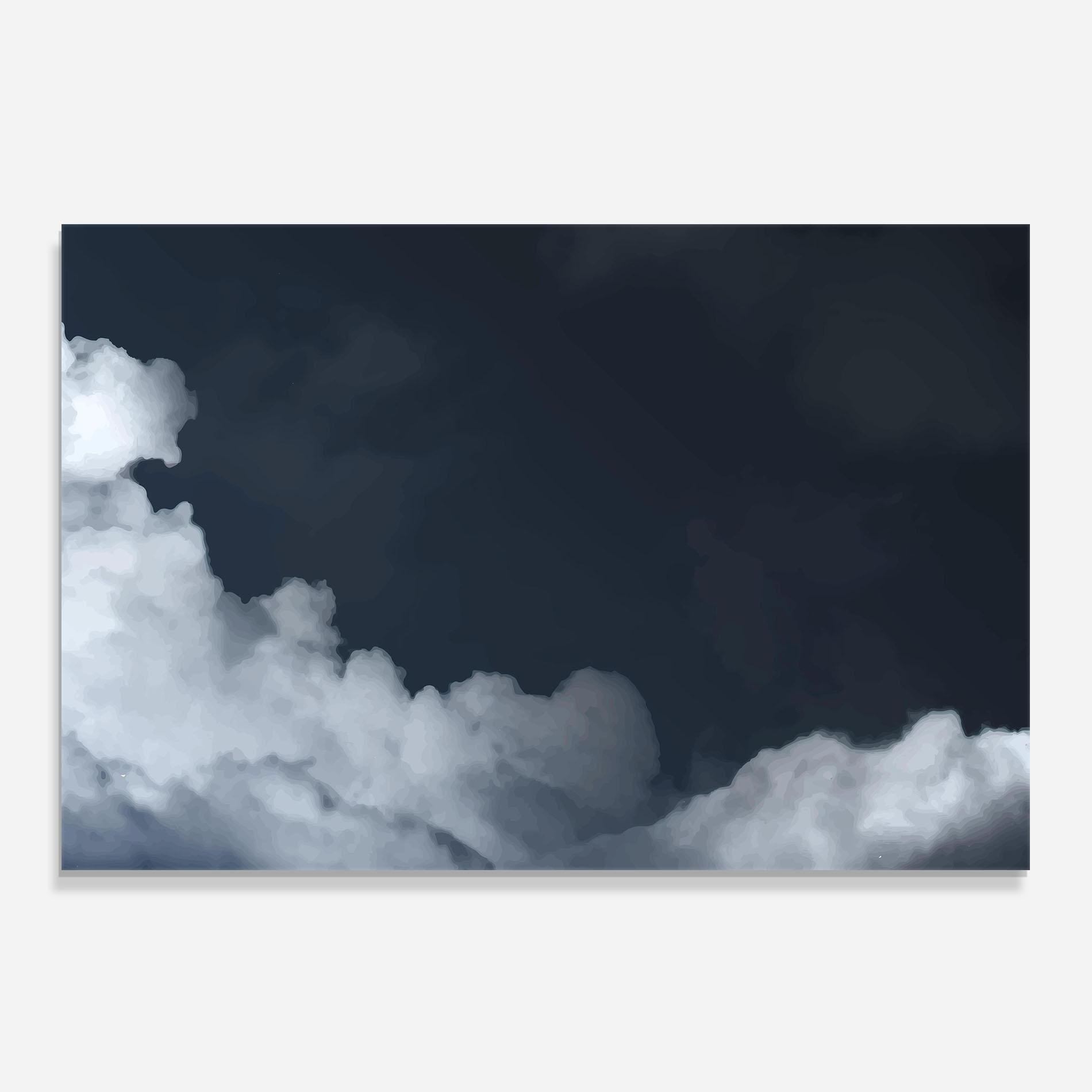 Panou Sticla Bucatarie Clouds Watercolor Black mockup 0