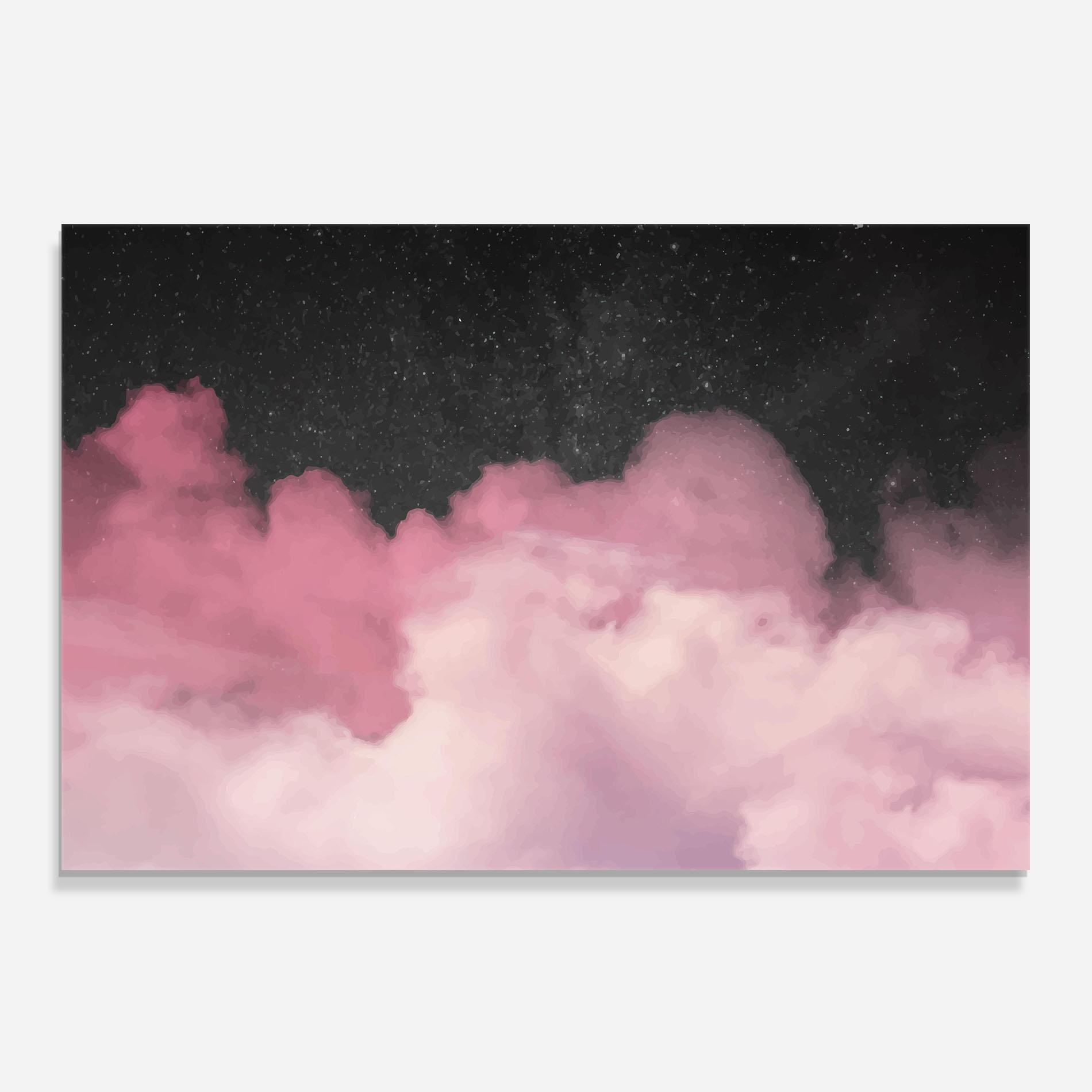 Panou Sticla Bucatarie Clouds Watercolor Purple mockup 0