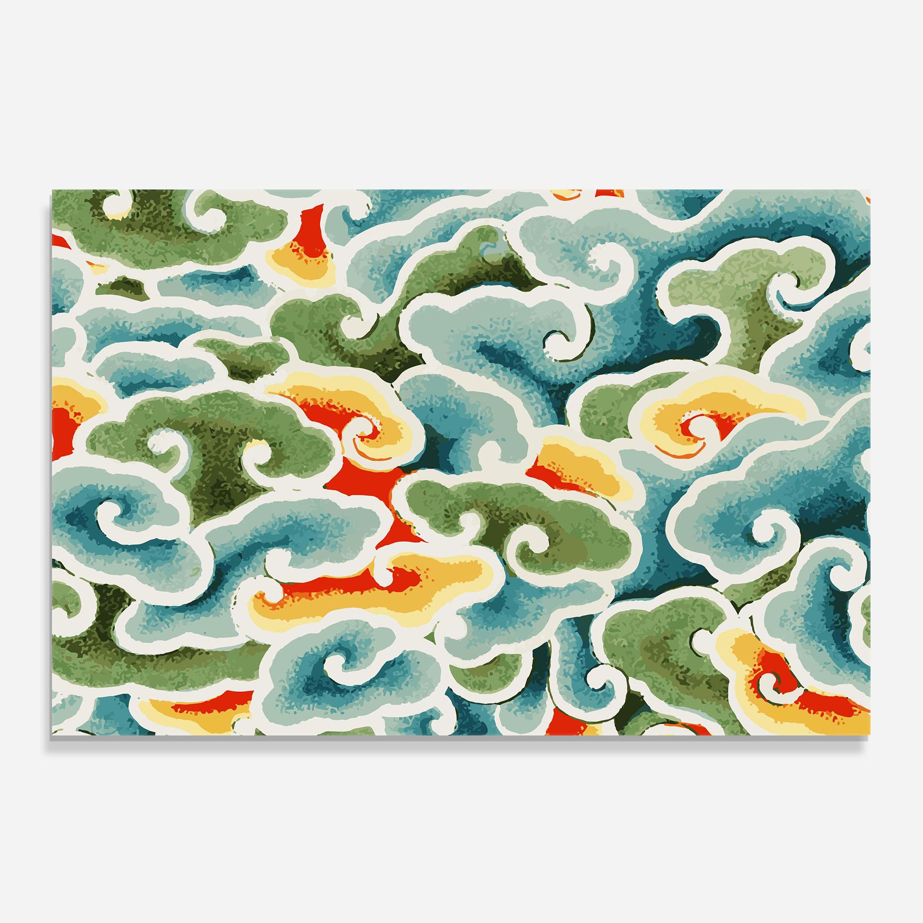 Panou Sticla Bucatarie Green Blue Clouds mockup 0