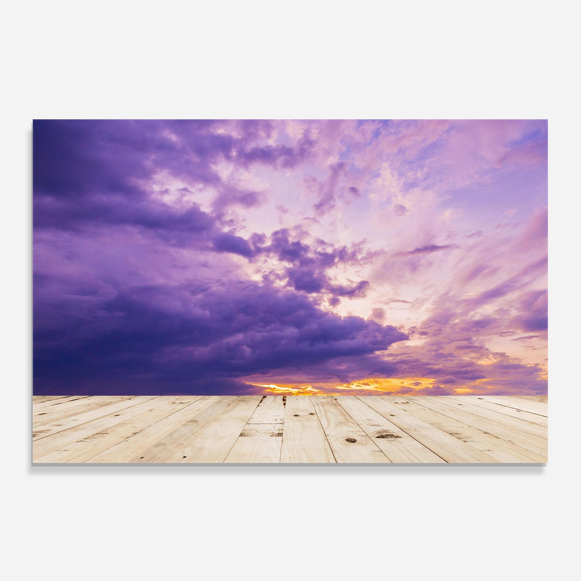 Panou Sticla Bucatarie Wood Table Clouds mockup 0