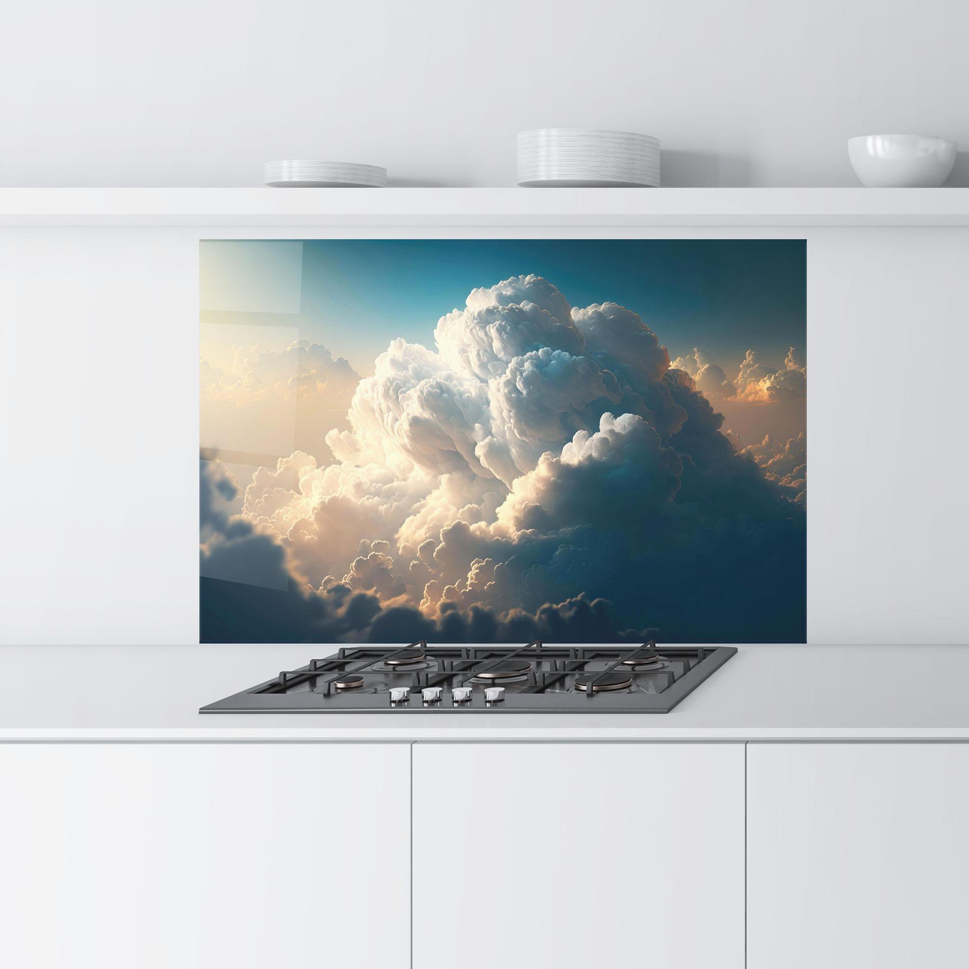 Panou Sticla Bucatarie Big Puffy Clouds mockup 9