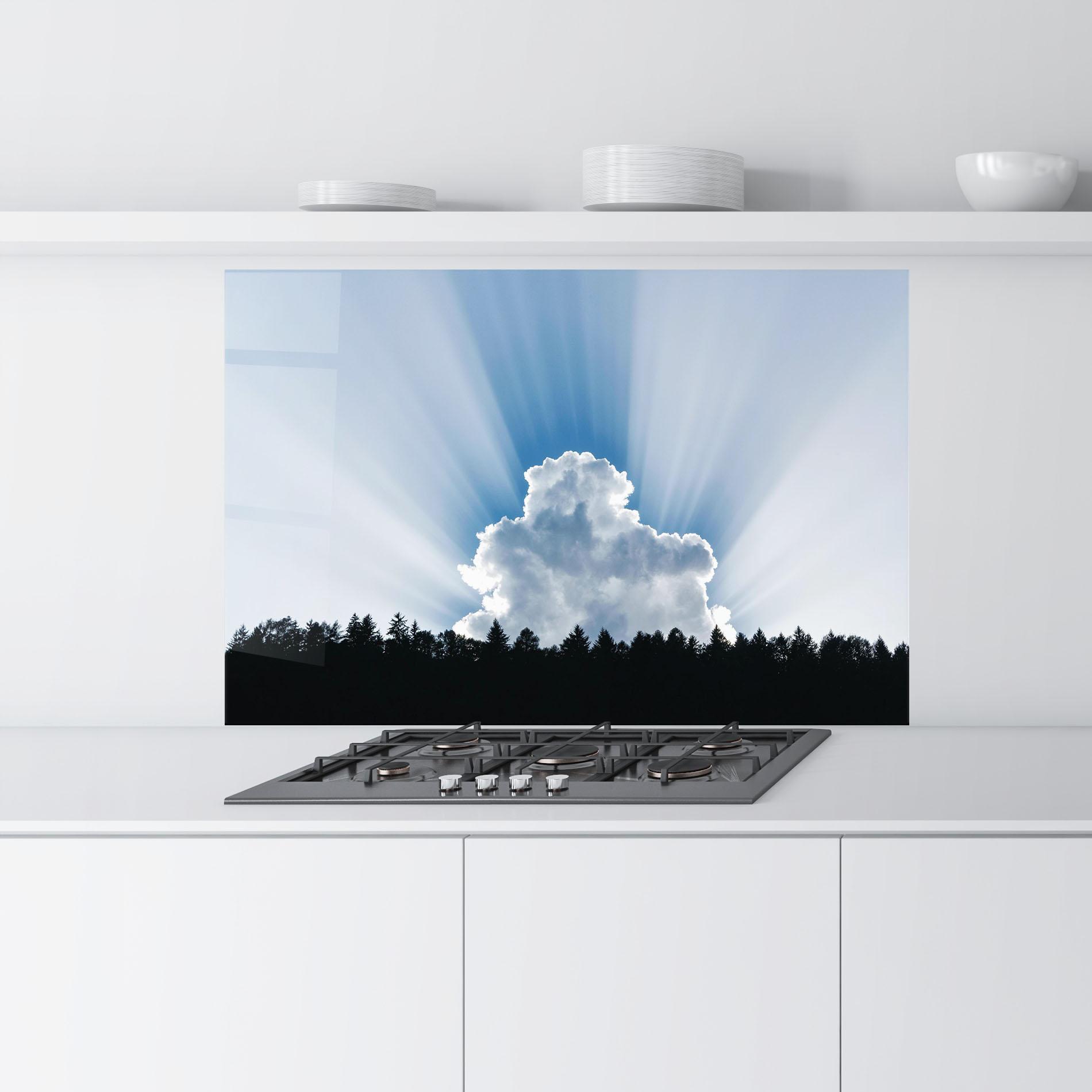 Panou Sticla Bucatarie Big White Cloud Light mockup 9