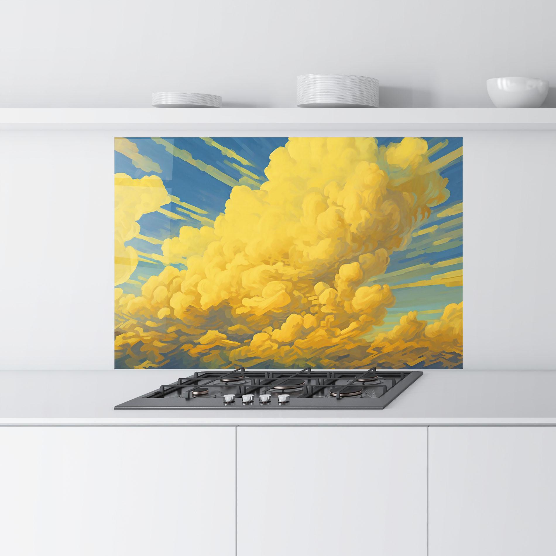 Panou Sticla Bucatarie Big Yellow Cloud Art mockup 9