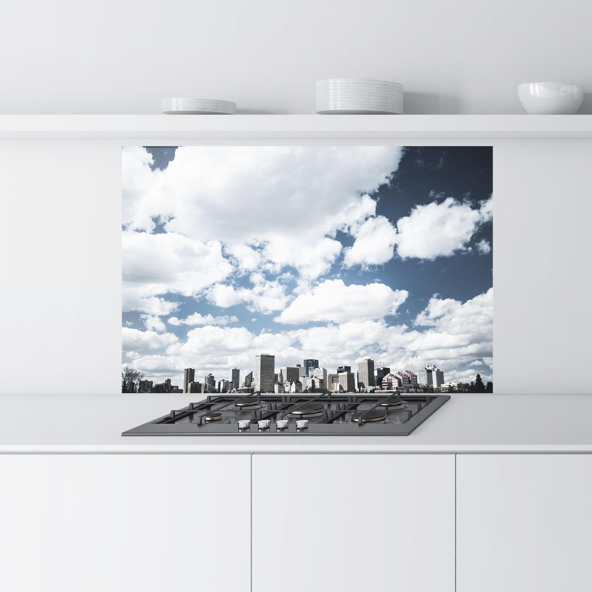 Panou Sticla Bucatarie Clouds Over City mockup 9
