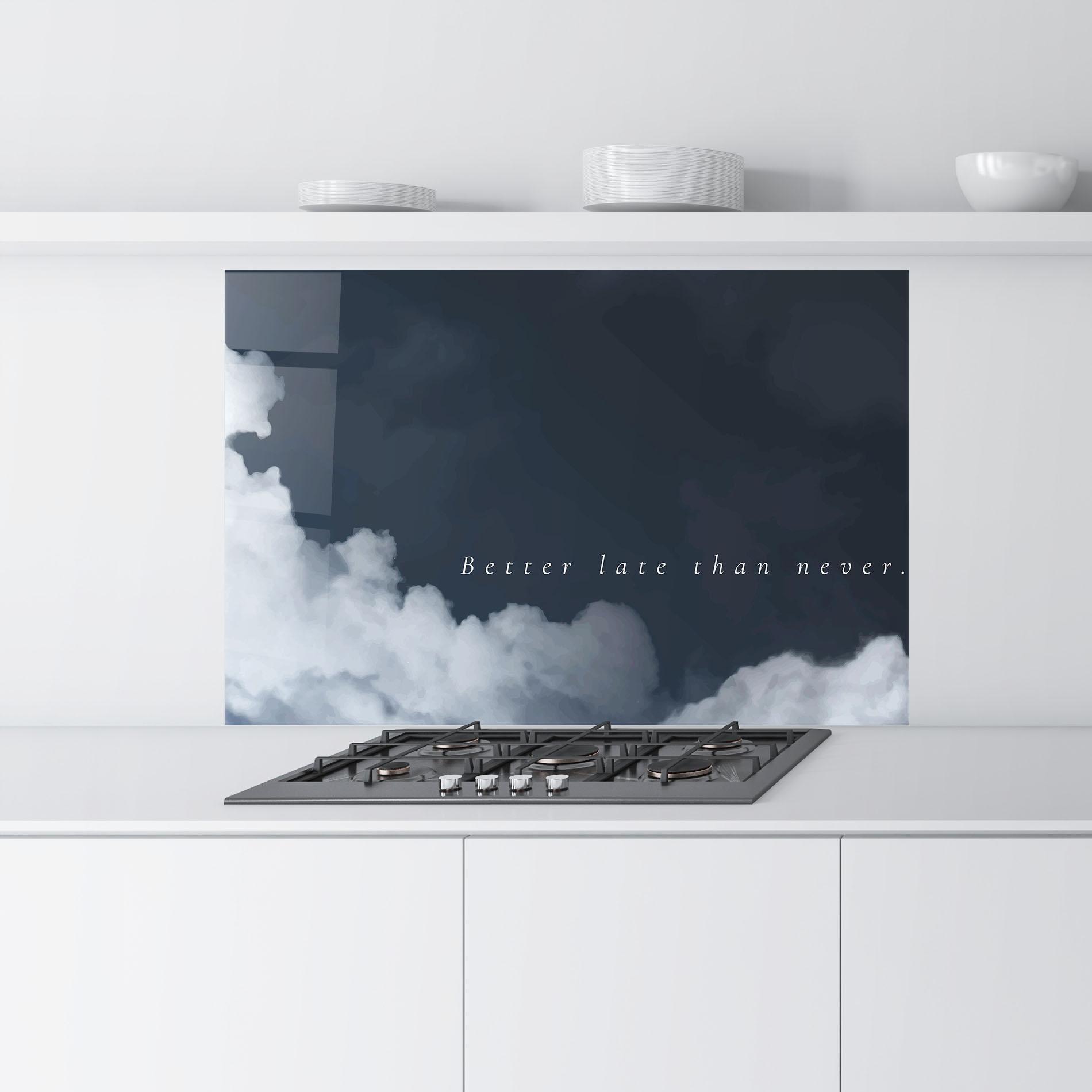 Panou Sticla Bucatarie Clouds Text Black mockup 9