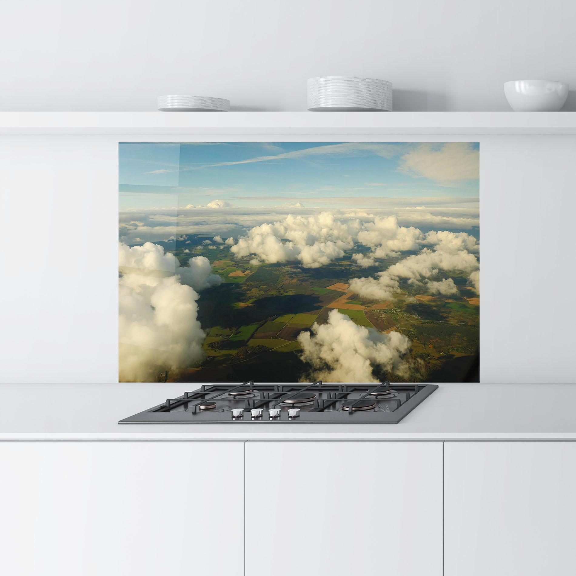 Panou Sticla Bucatarie Clouds View From Plane mockup 9