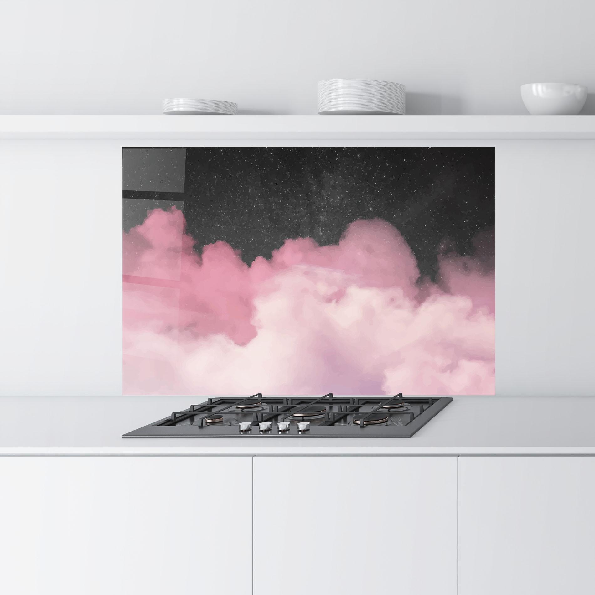 Panou Sticla Bucatarie Clouds Watercolor Purple mockup 9