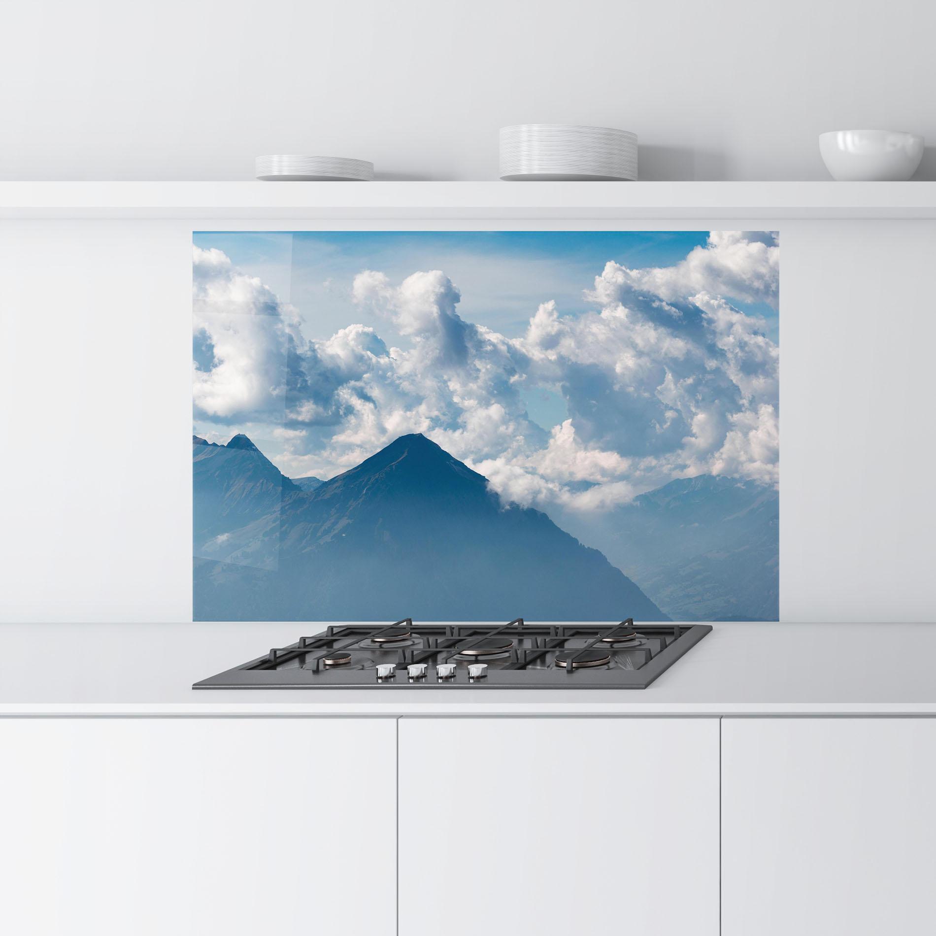 Panou Sticla Bucatarie Cloudy View Mountain mockup 9