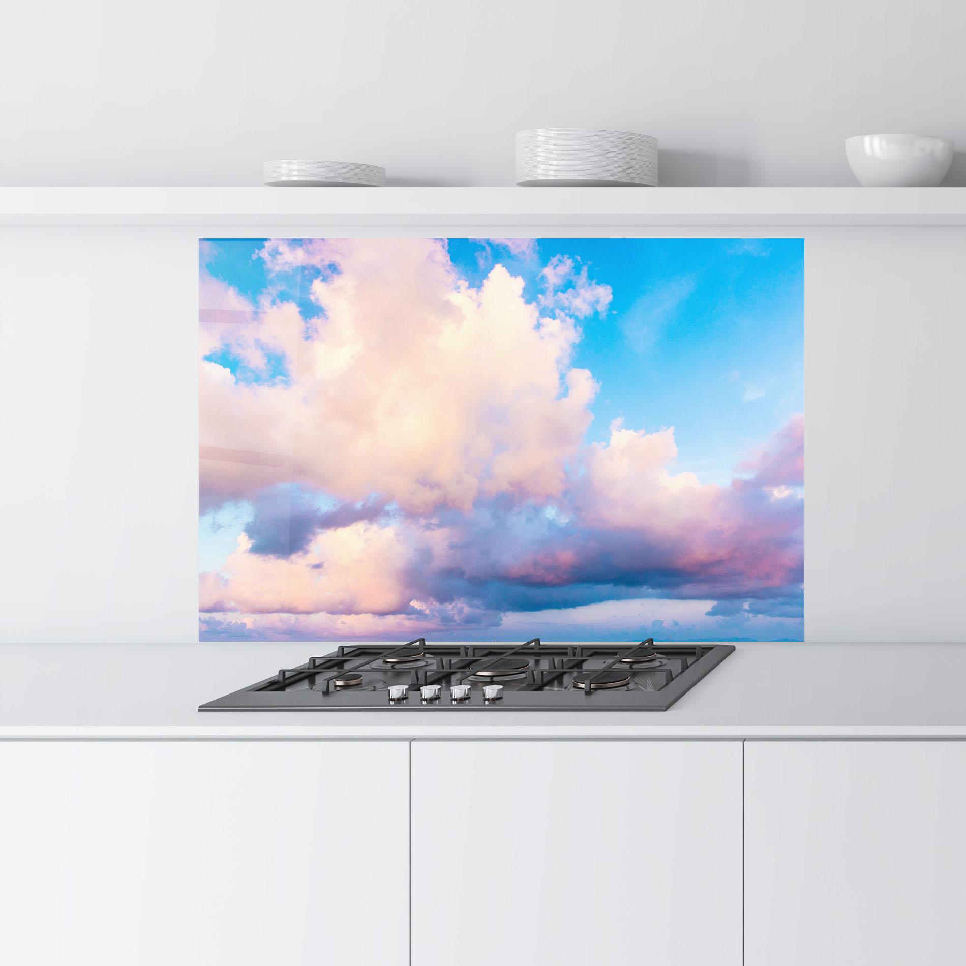 Panou Sticla Bucatarie Dreamy Pink Clouds mockup 9