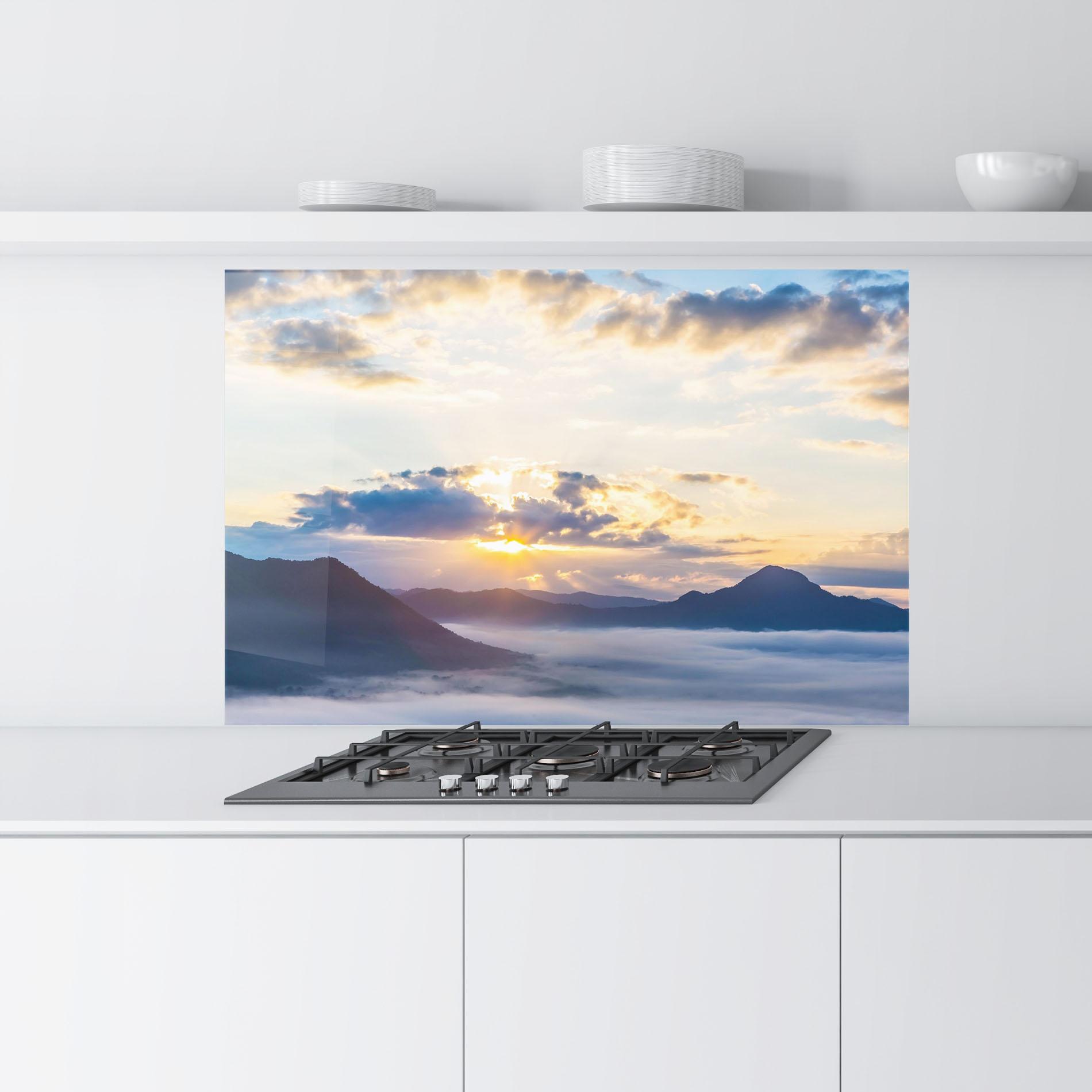 Panou Sticla Bucatarie Fantastic Clouds mockup 9