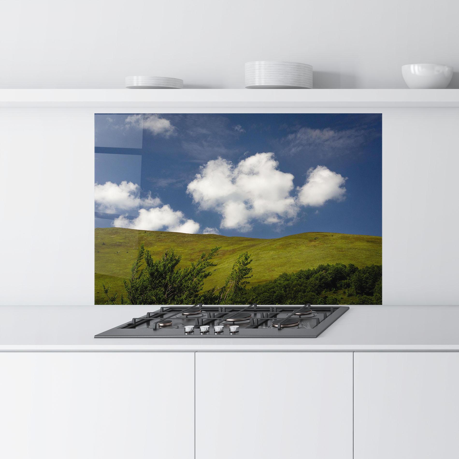 Panou Sticla Bucatarie Grass View Cloud mockup 9