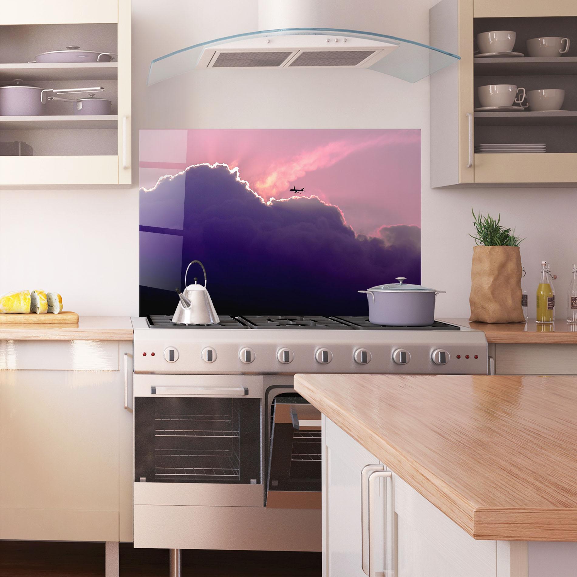 Panou Sticla Bucatarie Big Purple Cloud mockup 1