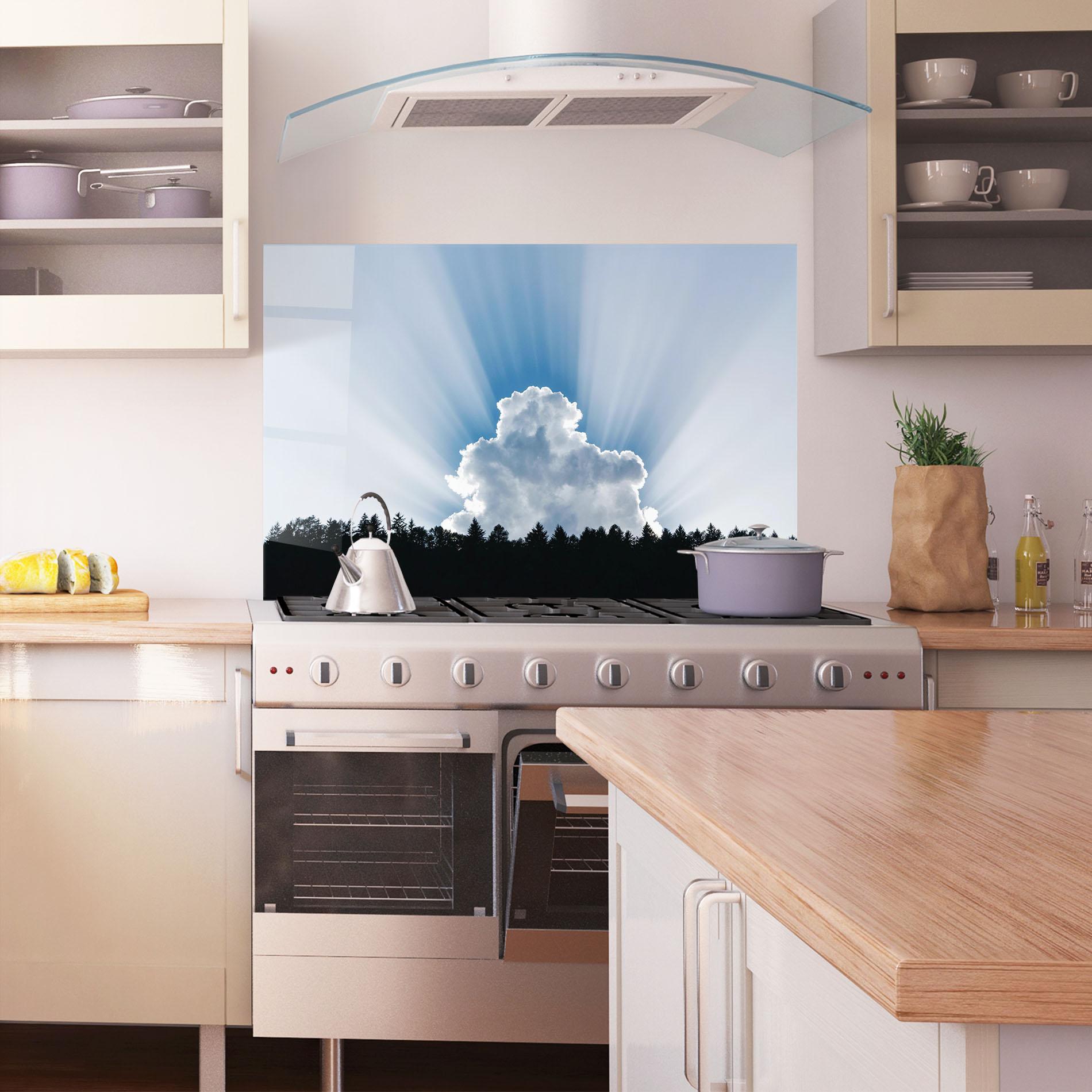 Panou Sticla Bucatarie Big White Cloud Light mockup 1