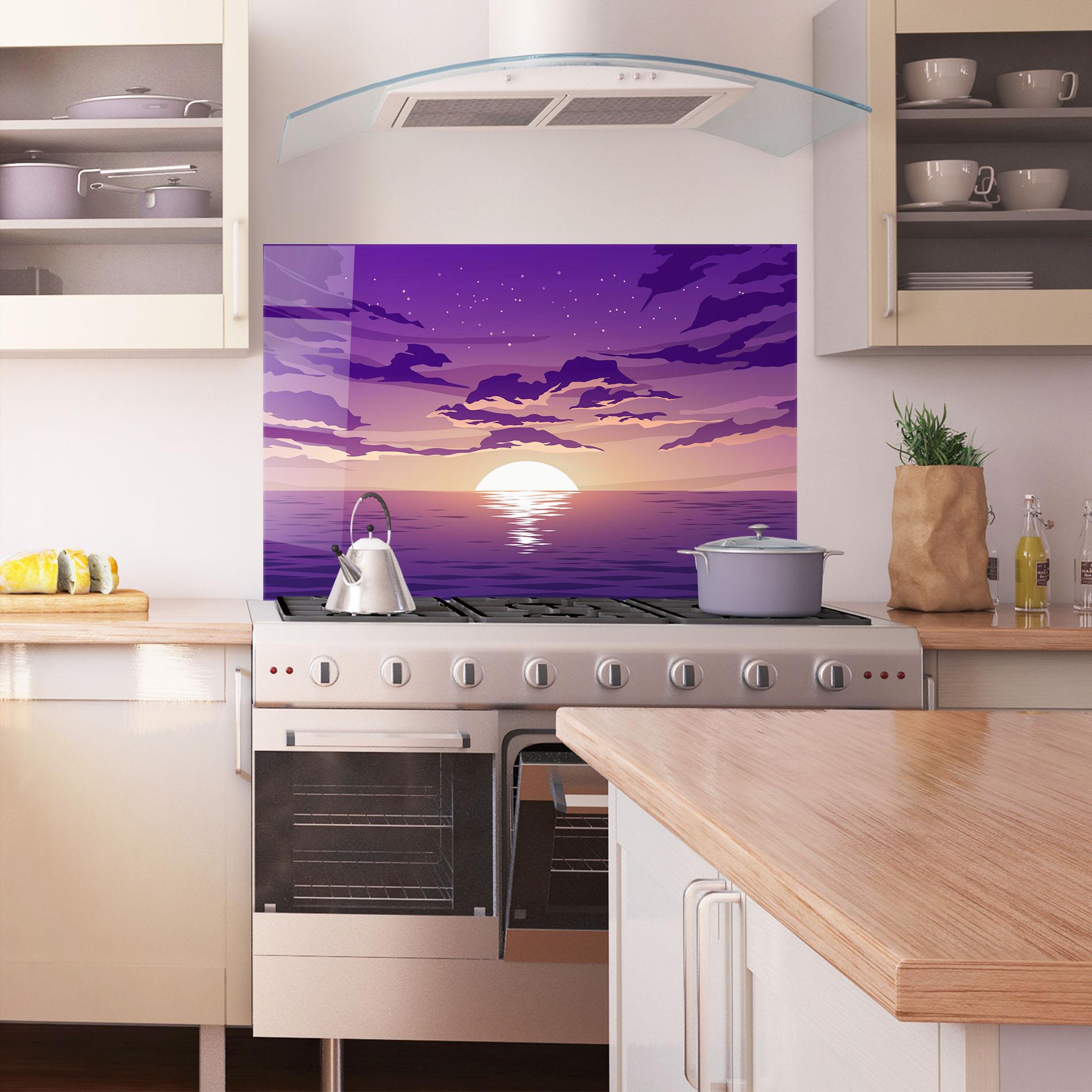 Panou Sticla Bucatarie Cloud Purple mockup 1