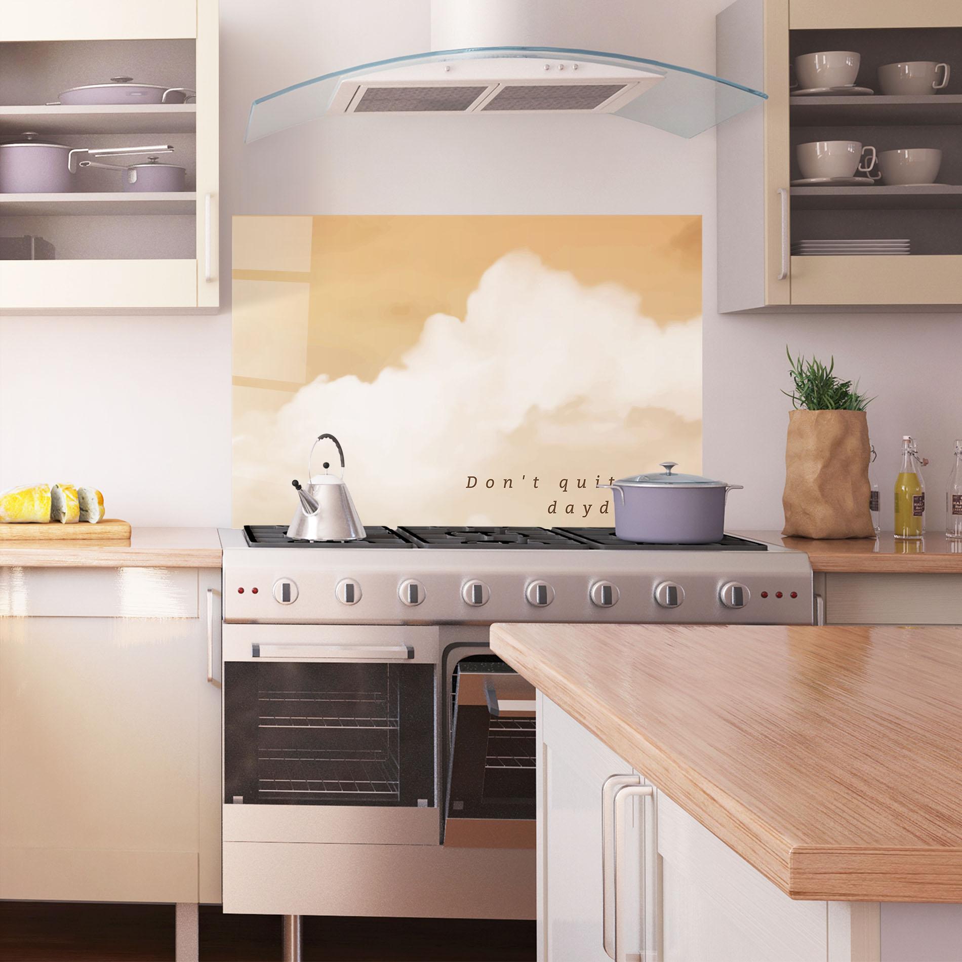 Panou Sticla Bucatarie Clouds Text mockup 1