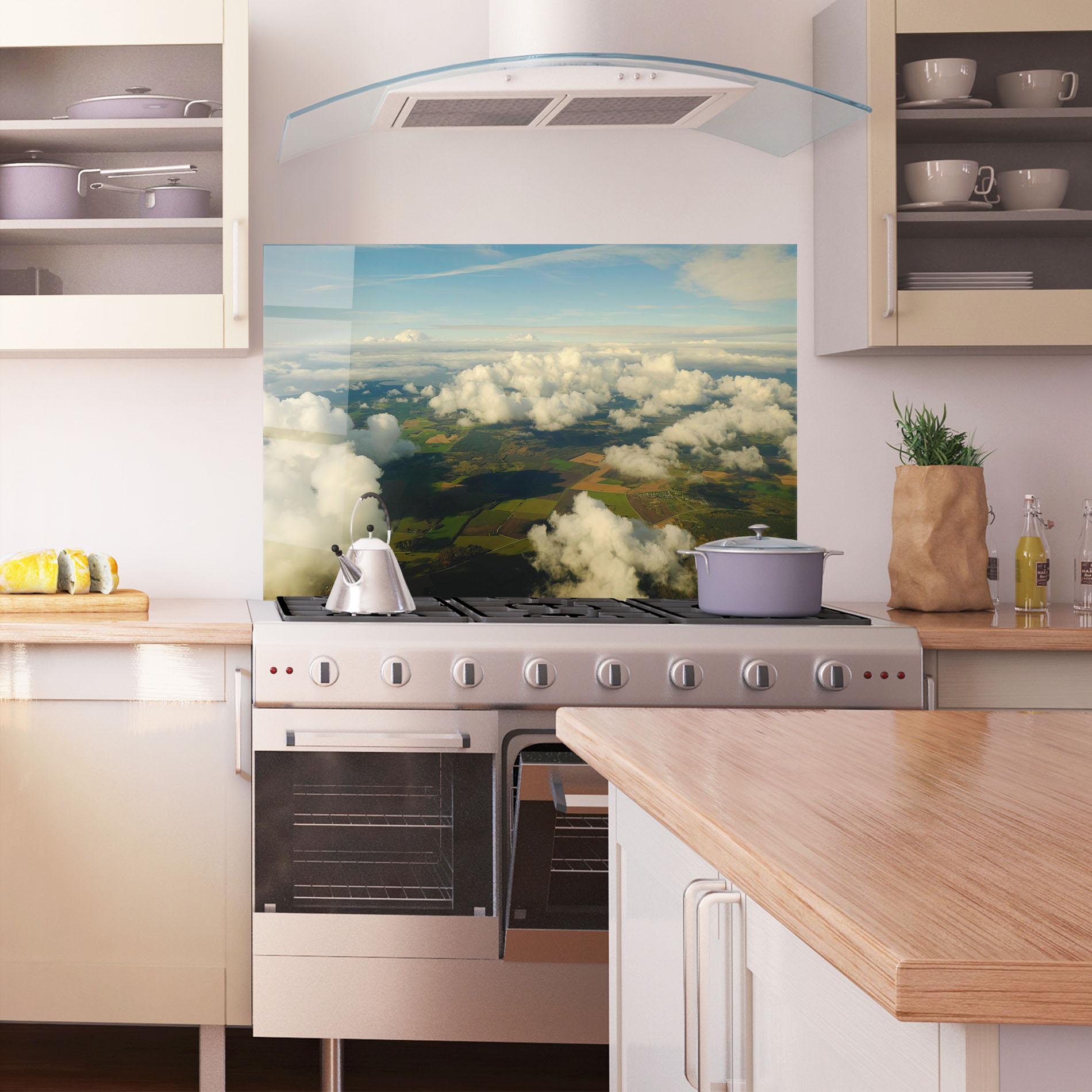 Panou Sticla Bucatarie Clouds View From Plane mockup 1