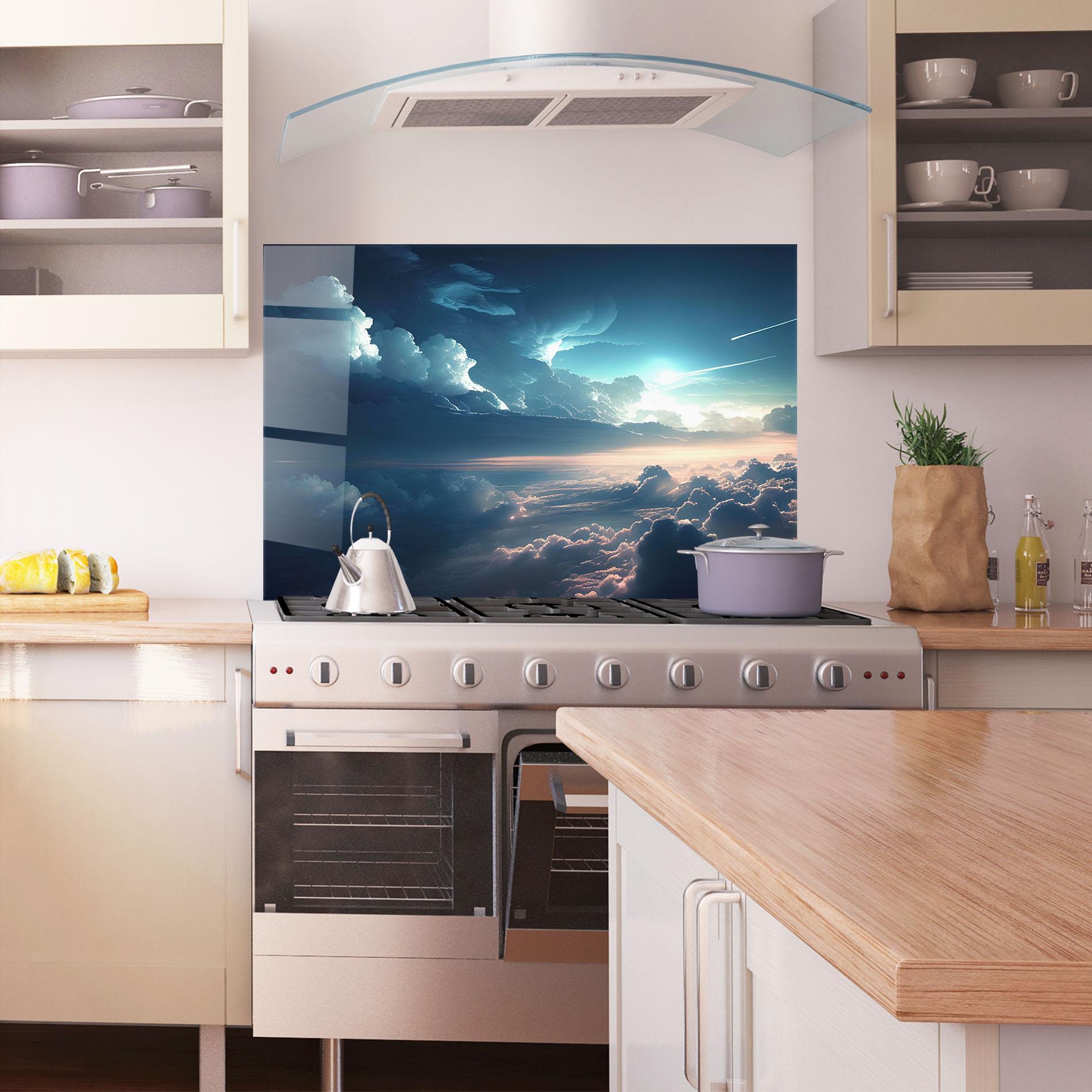 Panou Sticla Bucatarie Dark Clouds mockup 1