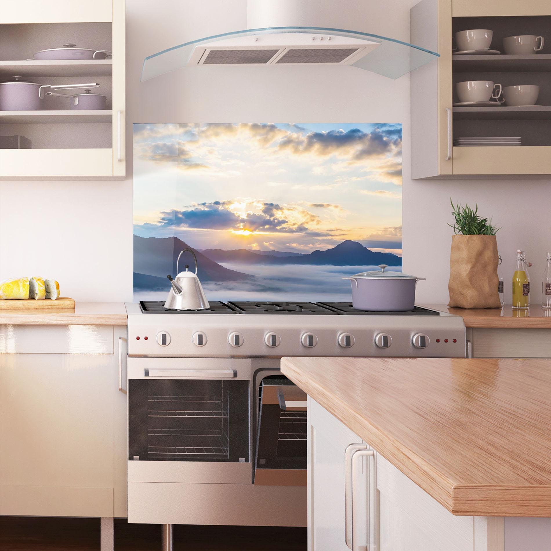 Panou Sticla Bucatarie Fantastic Clouds mockup 1