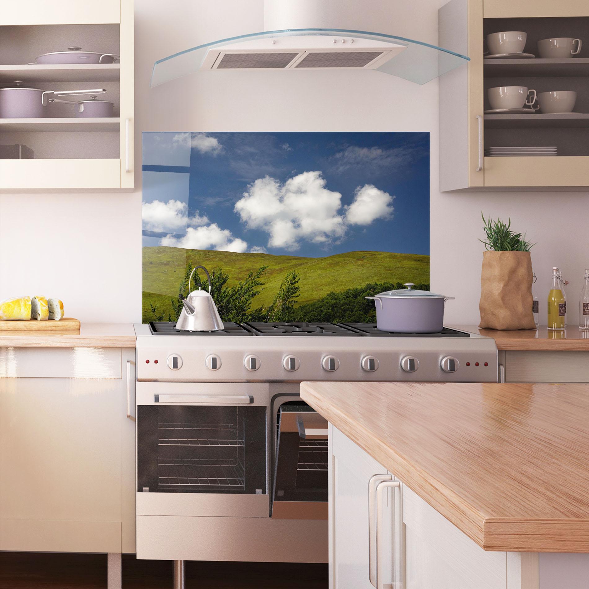 Panou Sticla Bucatarie Grass View Cloud mockup 1