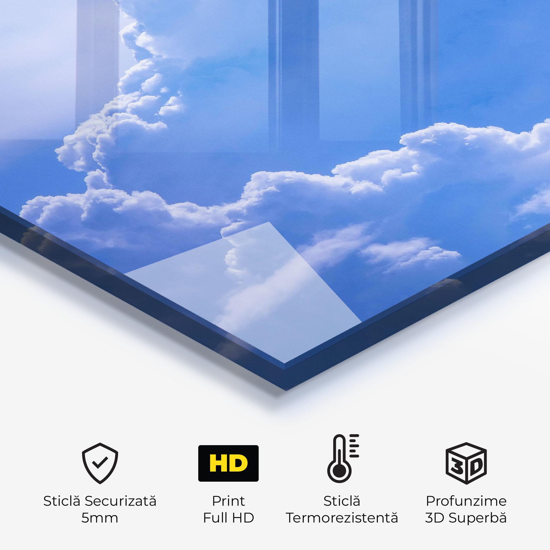 Panou Sticla Bucatarie Big Blue Cloud mockup 2