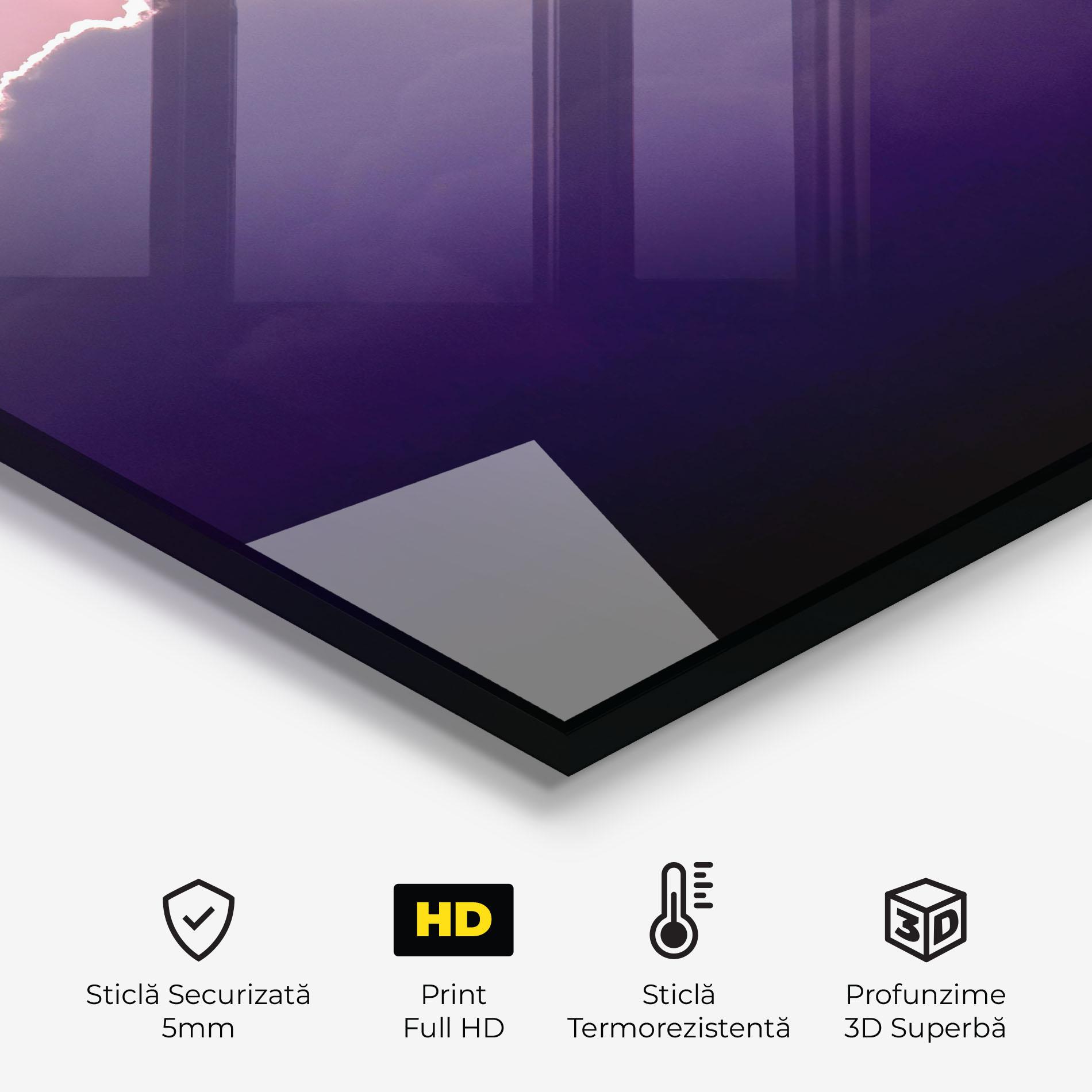 Panou Sticla Bucatarie Big Purple Cloud mockup 2