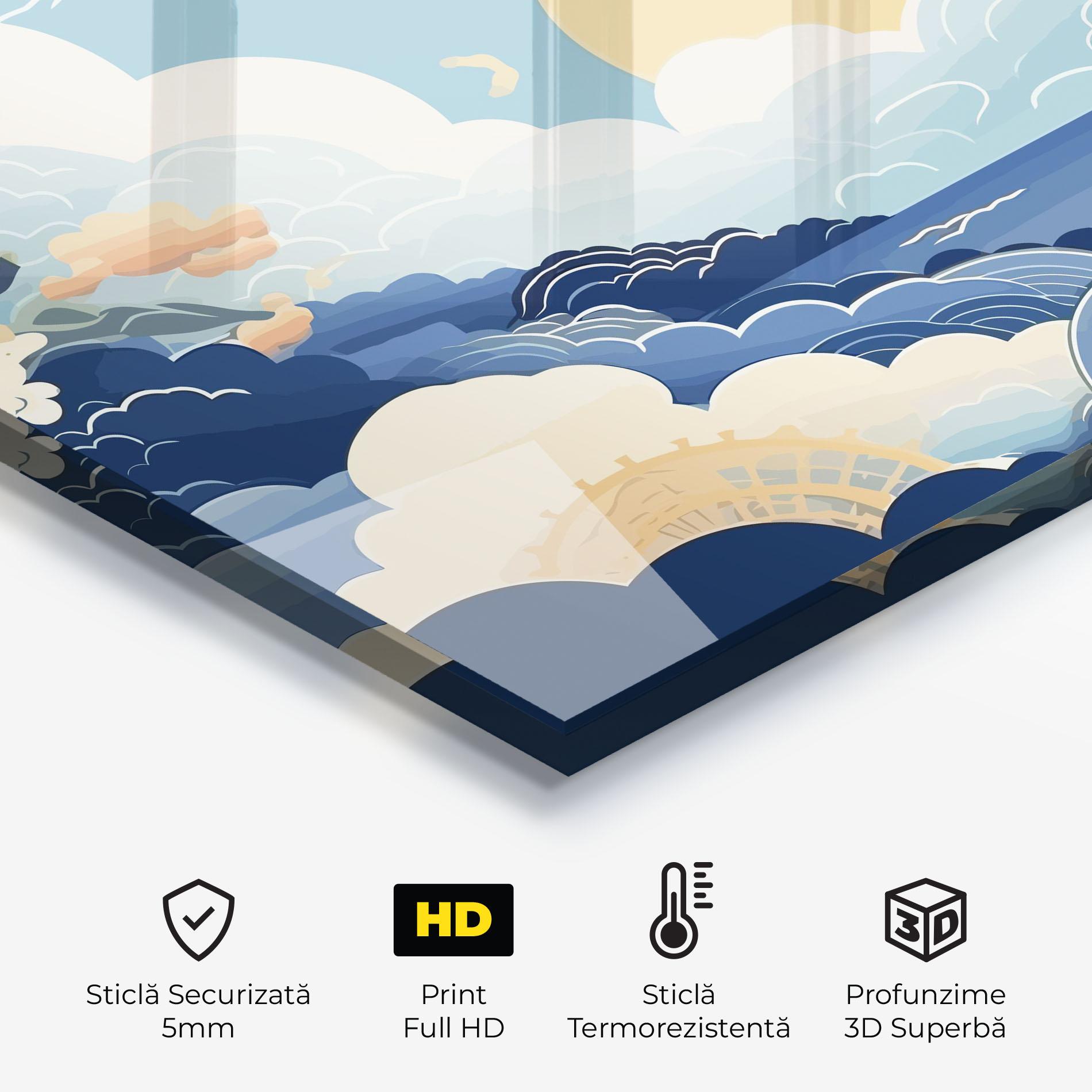 Panou Sticla Bucatarie Big White Clouds mockup 2
