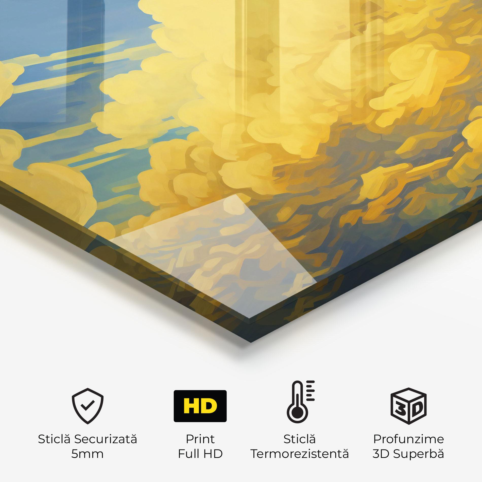 Panou Sticla Bucatarie Big Yellow Cloud Art mockup 2