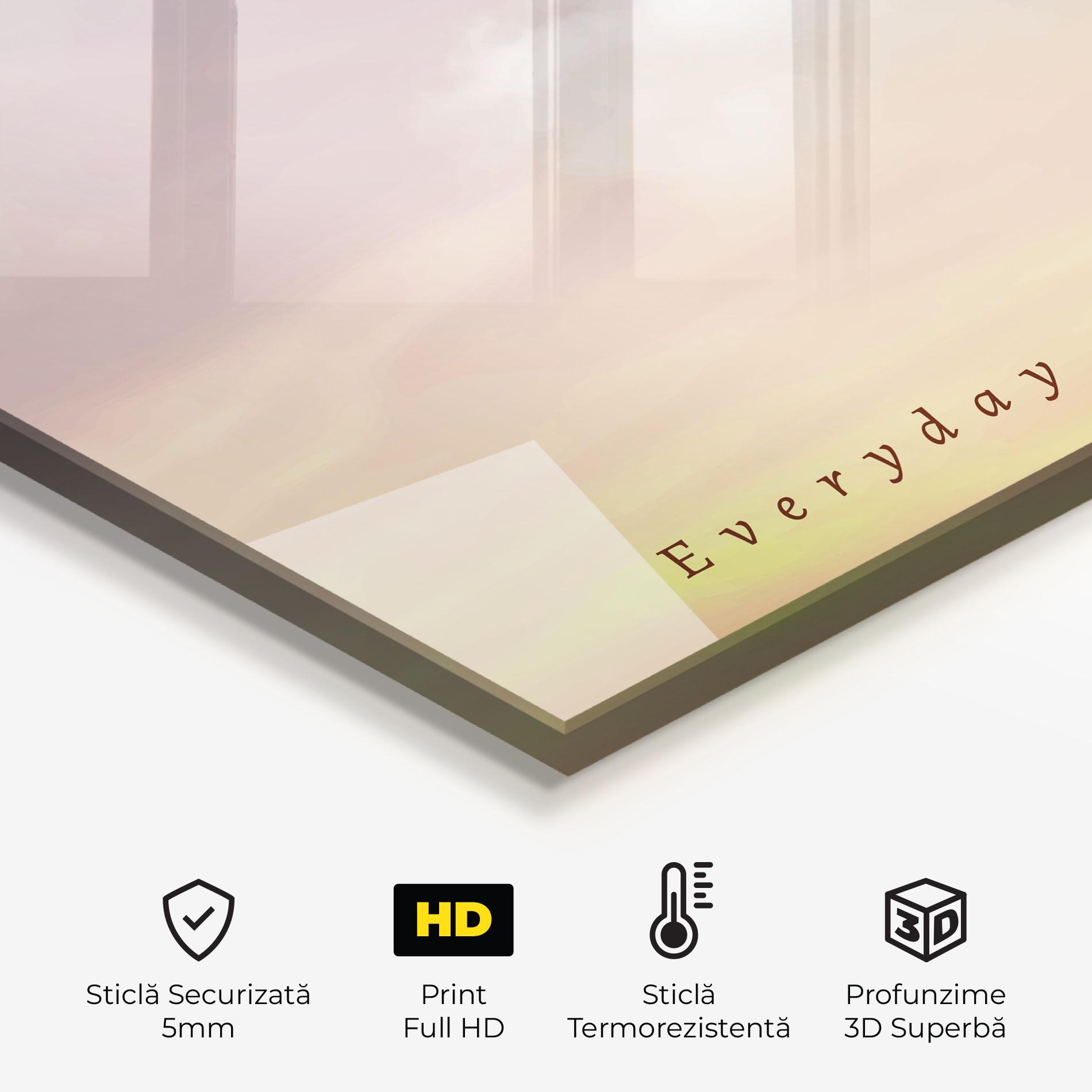 Panou Sticla Bucatarie Clouds Text Cream mockup 2