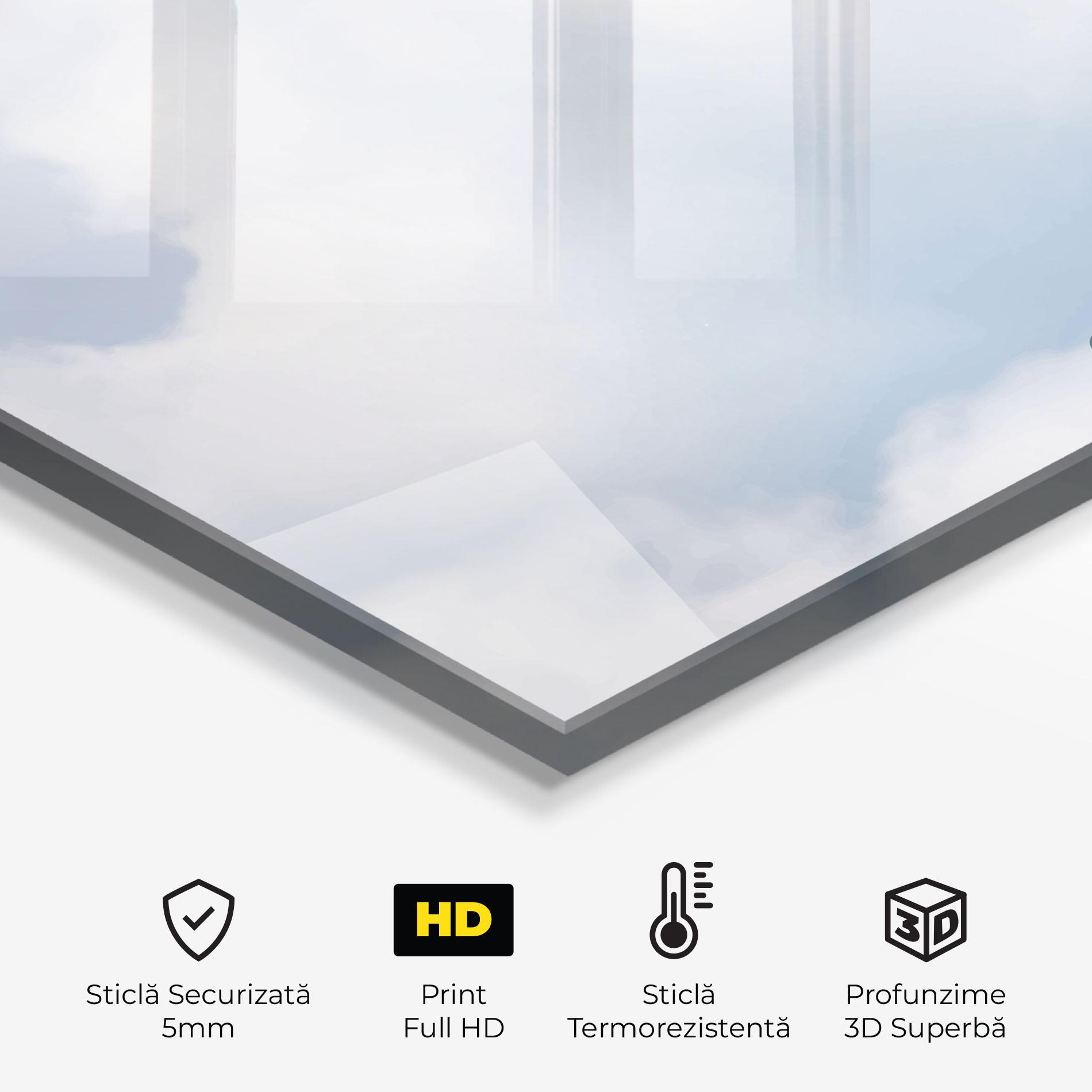 Panou Sticla Bucatarie Clouds Text White mockup 2