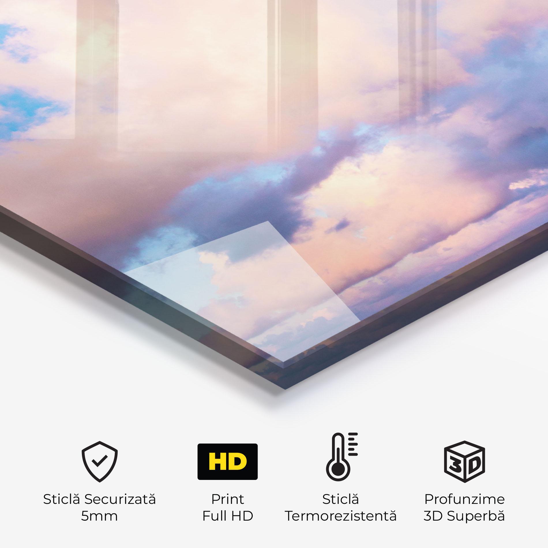 Panou Sticla Bucatarie Dreamy Pink Clouds mockup 2