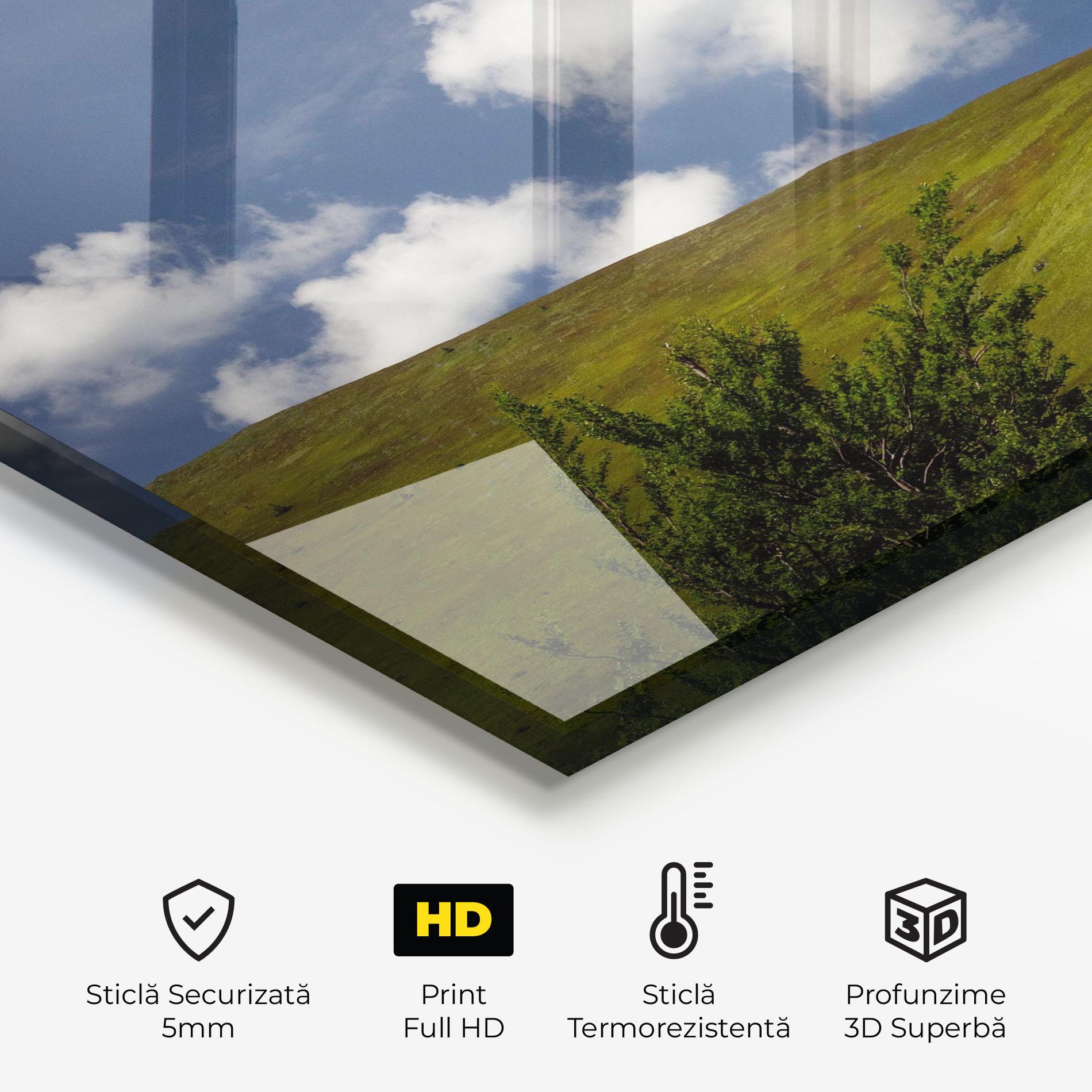 Panou Sticla Bucatarie Grass View Cloud mockup 2