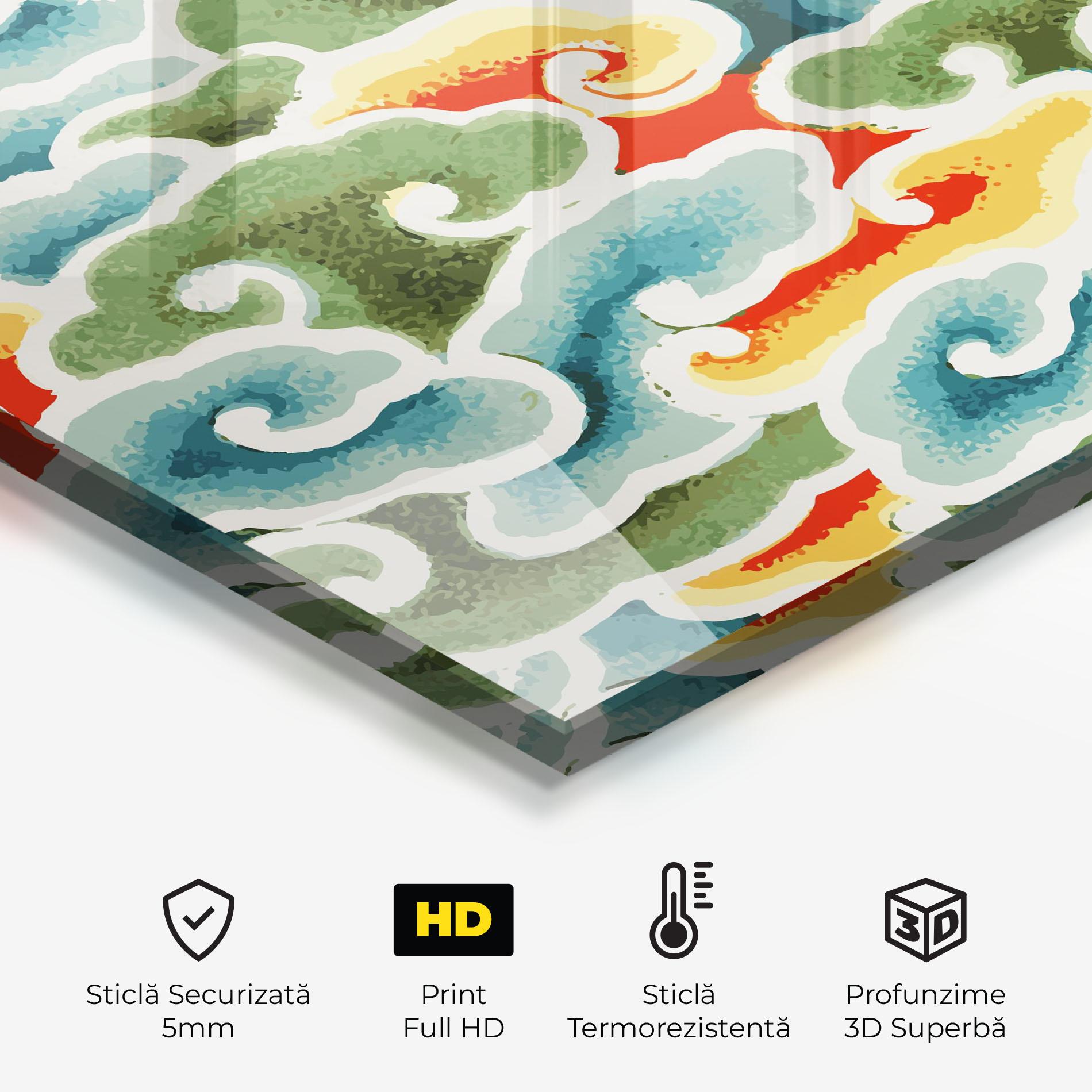 Panou Sticla Bucatarie Green Blue Clouds mockup 2