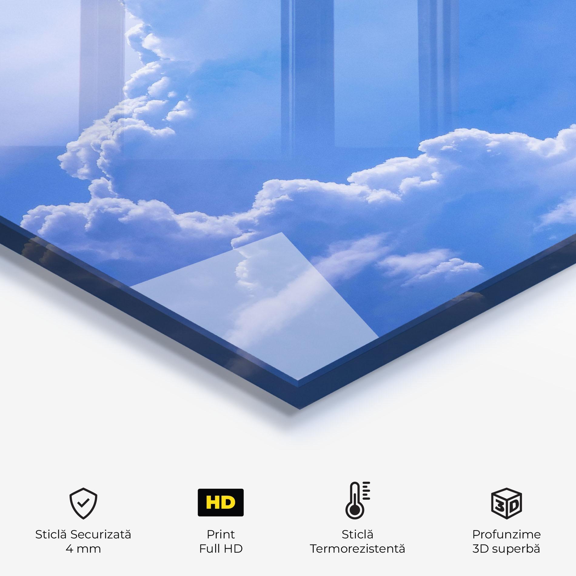 Panou Sticla Bucatarie Big Blue Cloud mockup 2