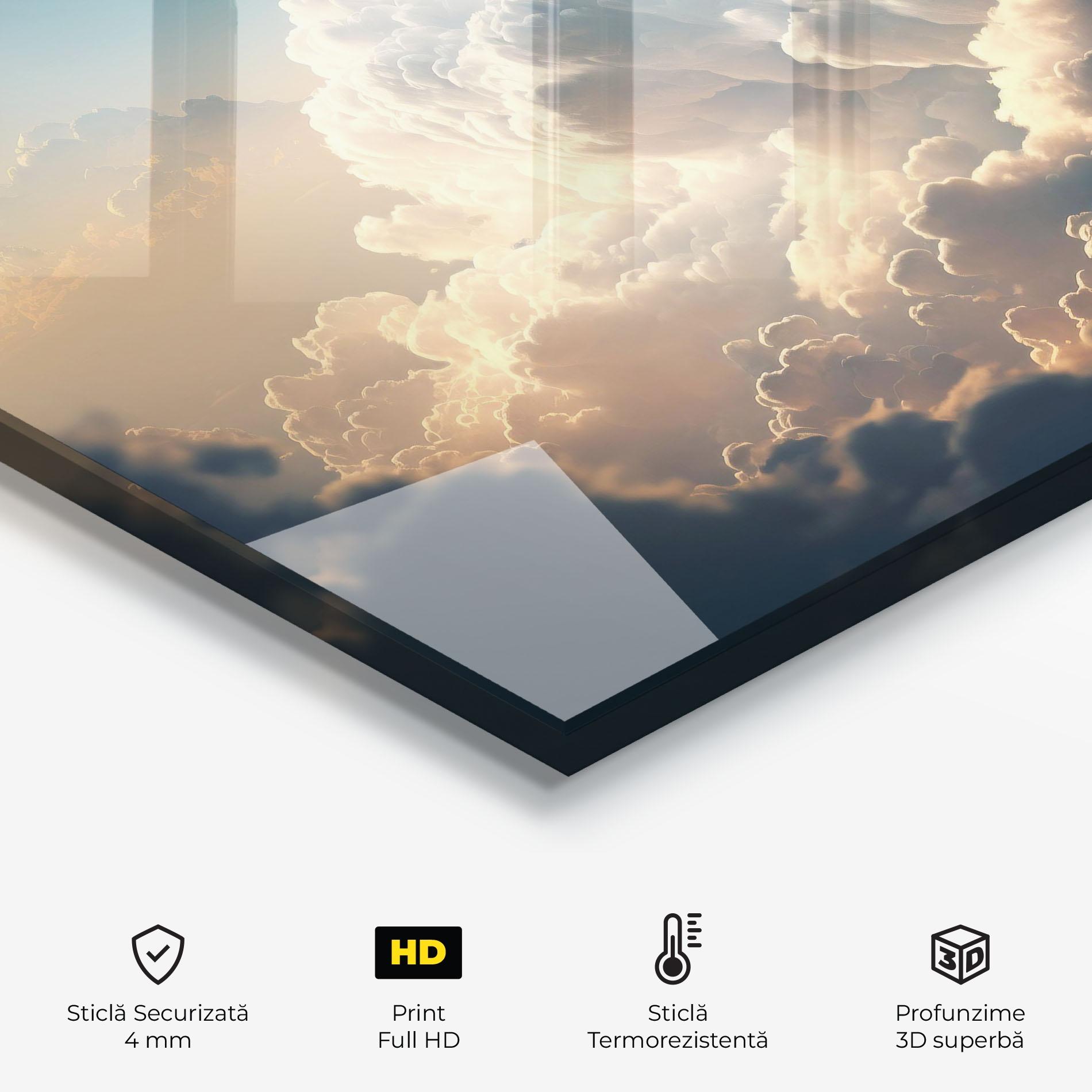 Panou Sticla Bucatarie Big Puffy Clouds mockup 2
