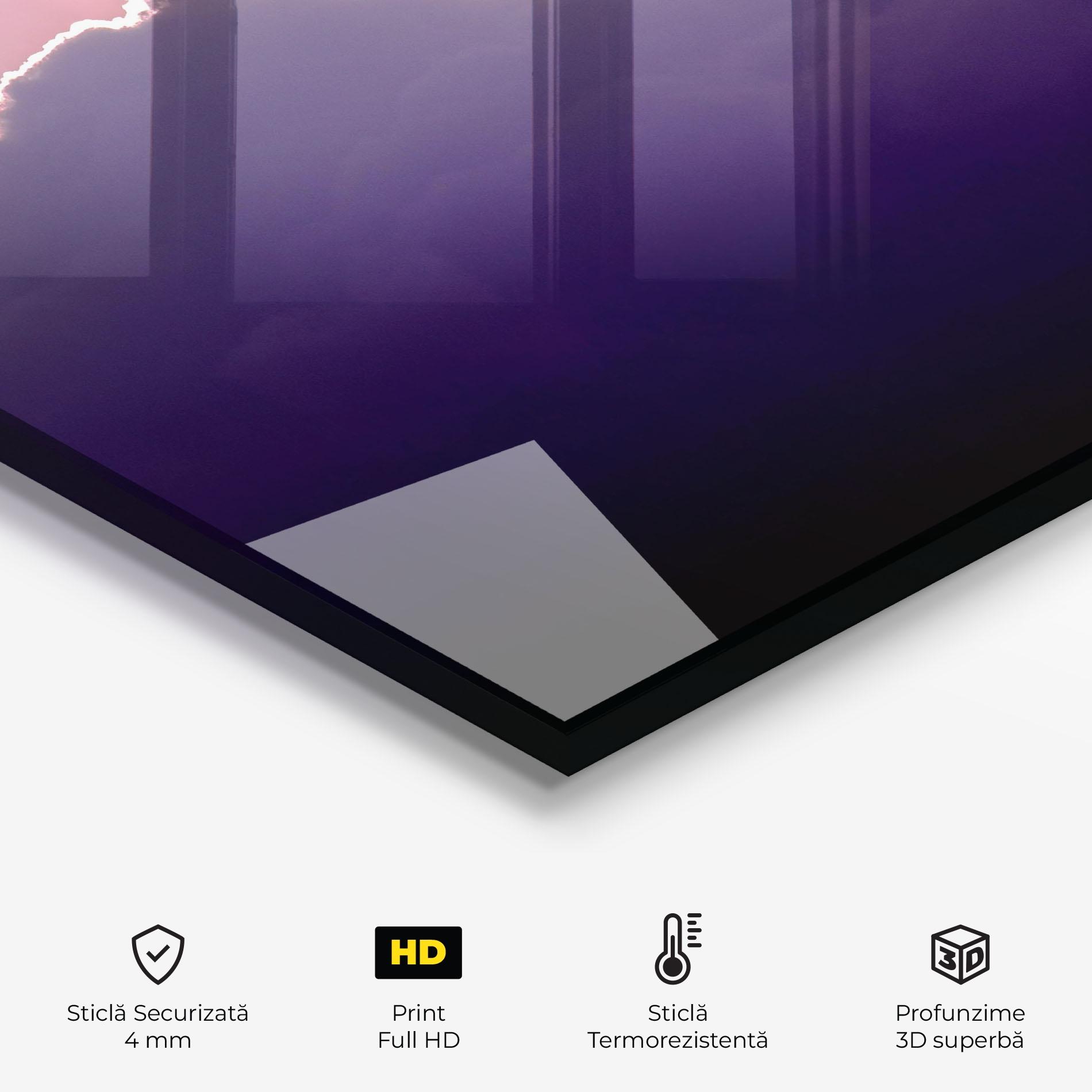 Panou Sticla Bucatarie Big Purple Cloud mockup 2