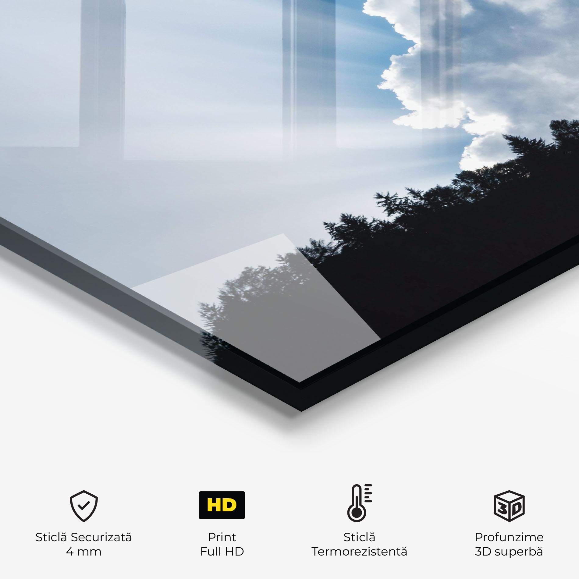 Panou Sticla Bucatarie Big White Cloud Light mockup 2