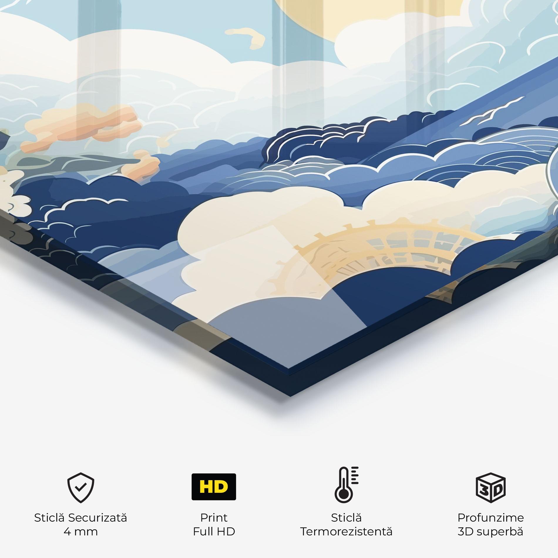 Panou Sticla Bucatarie Big White Clouds mockup 2