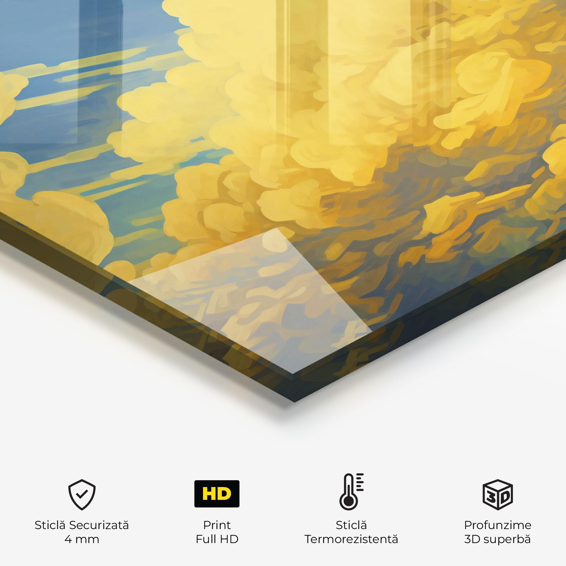 Panou Sticla Bucatarie Big Yellow Cloud Art mockup 2