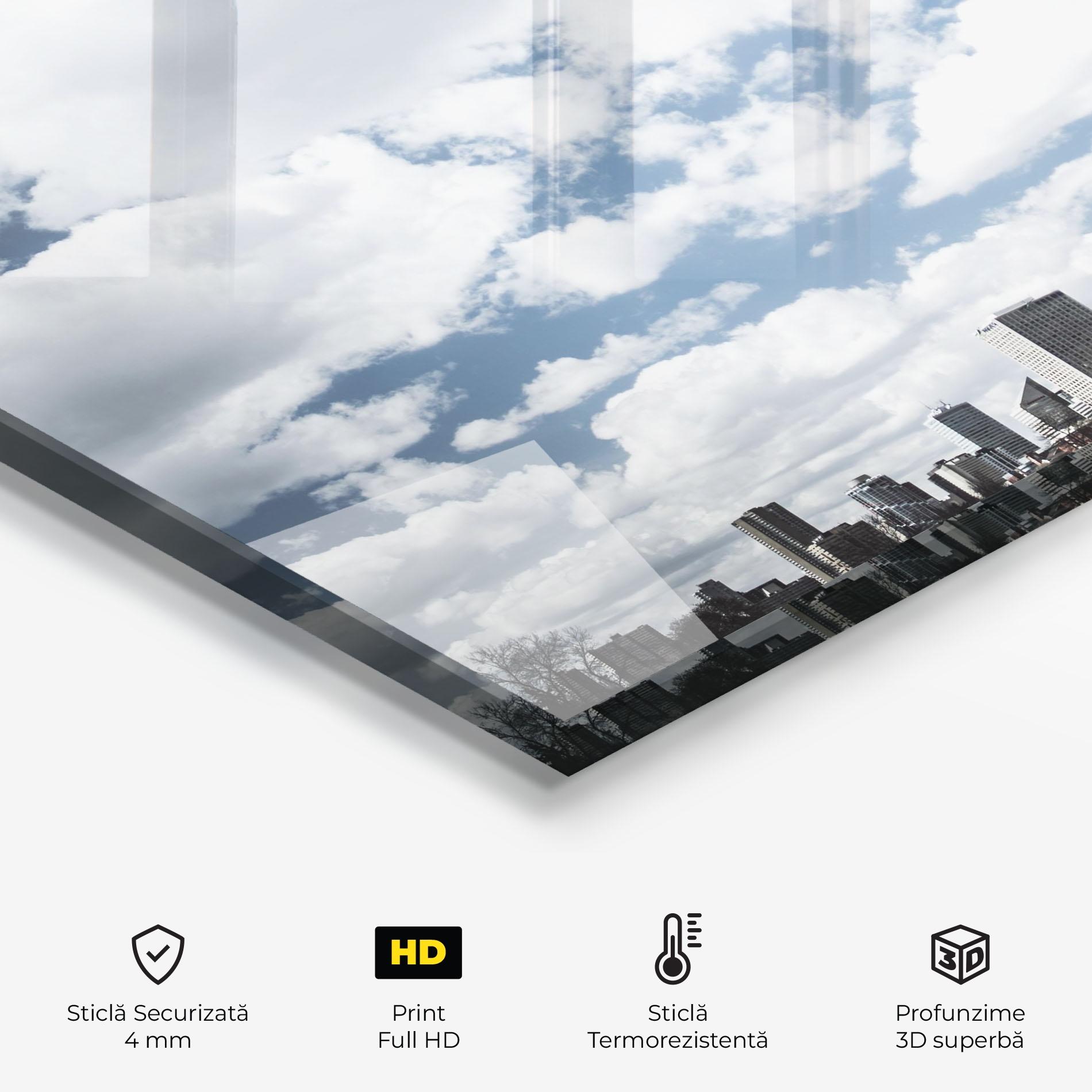 Panou Sticla Bucatarie Clouds Over City mockup 2