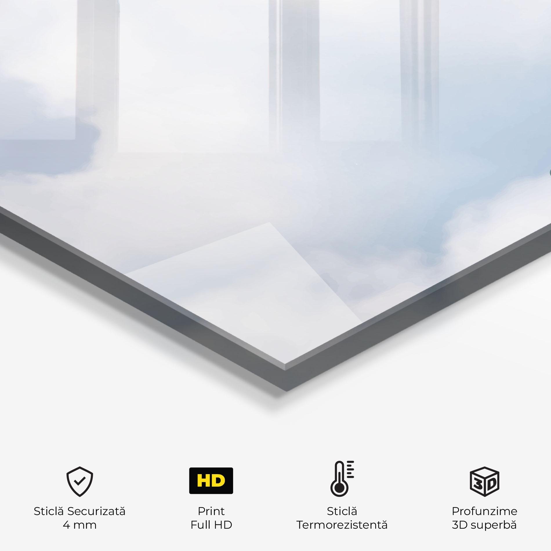 Panou Sticla Bucatarie Clouds Text White mockup 2