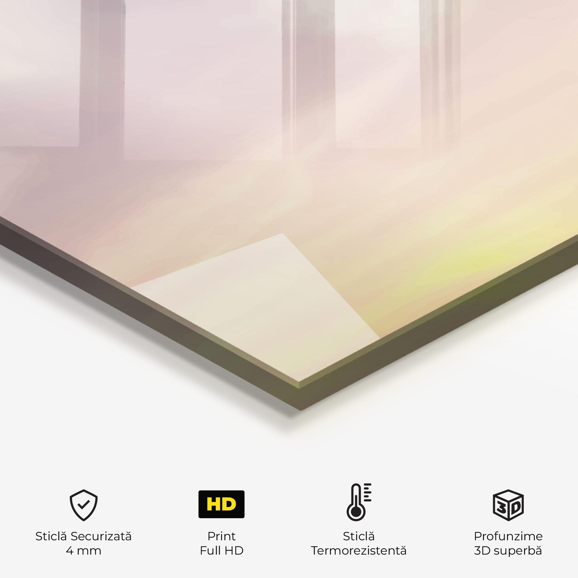 Panou Sticla Bucatarie Clouds Watercolor Cream mockup 2