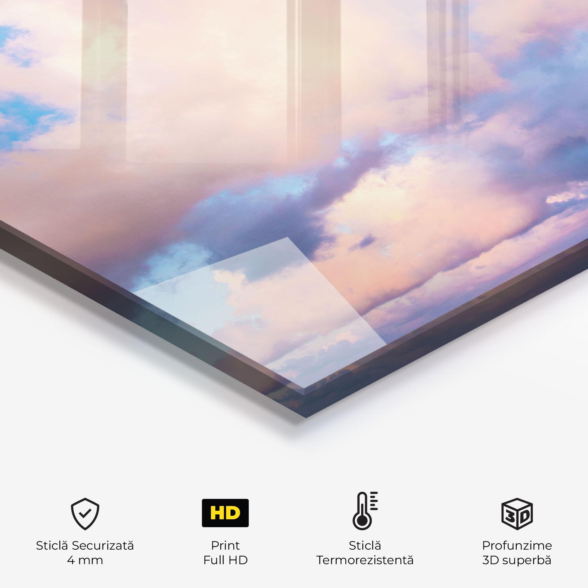 Panou Sticla Bucatarie Dreamy Pink Clouds mockup 2