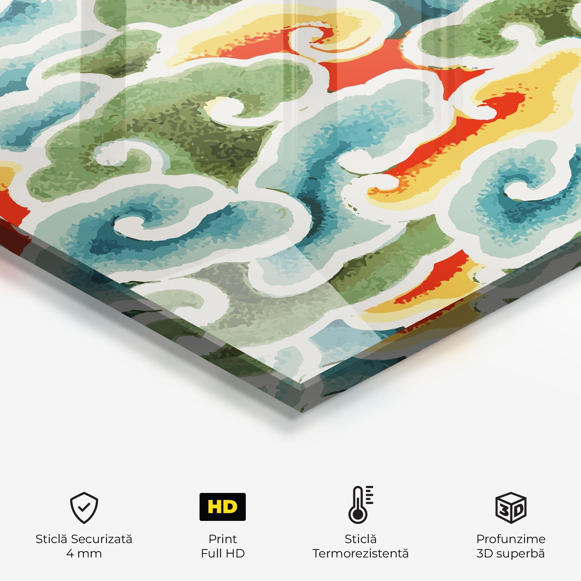 Panou Sticla Bucatarie Green Blue Clouds mockup 2