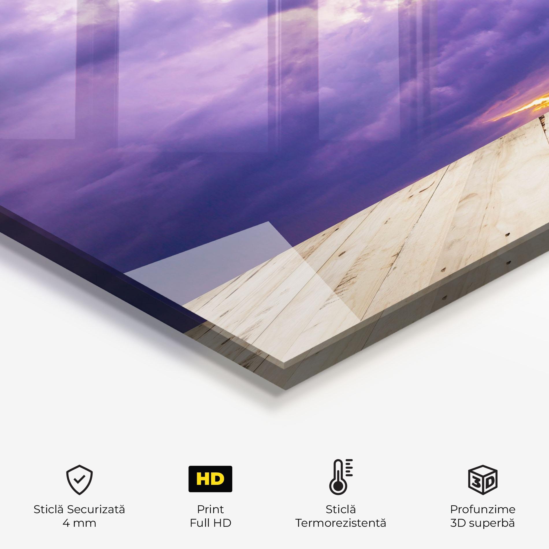 Panou Sticla Bucatarie Wood Table Clouds mockup 2