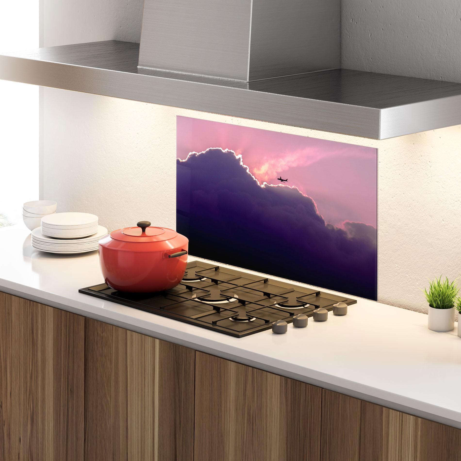 Panou Sticla Bucatarie Big Purple Cloud mockup 4