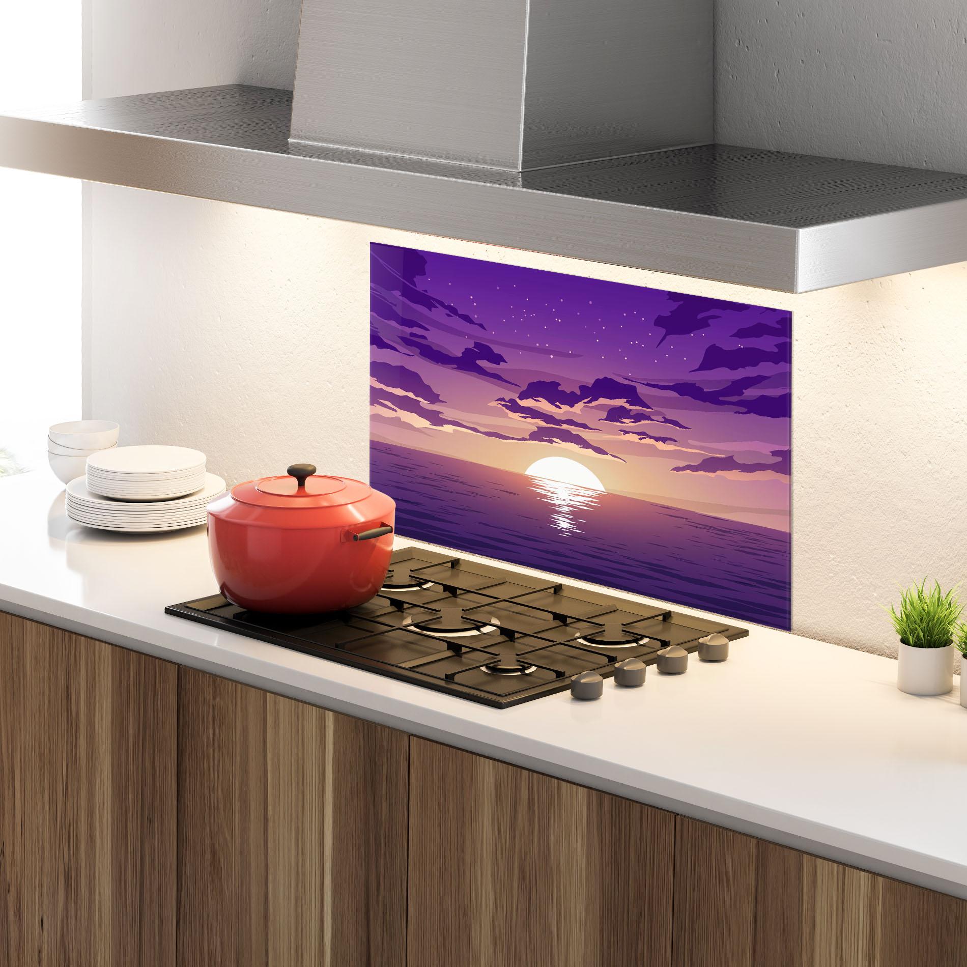 Panou Sticla Bucatarie Cloud Purple mockup 4