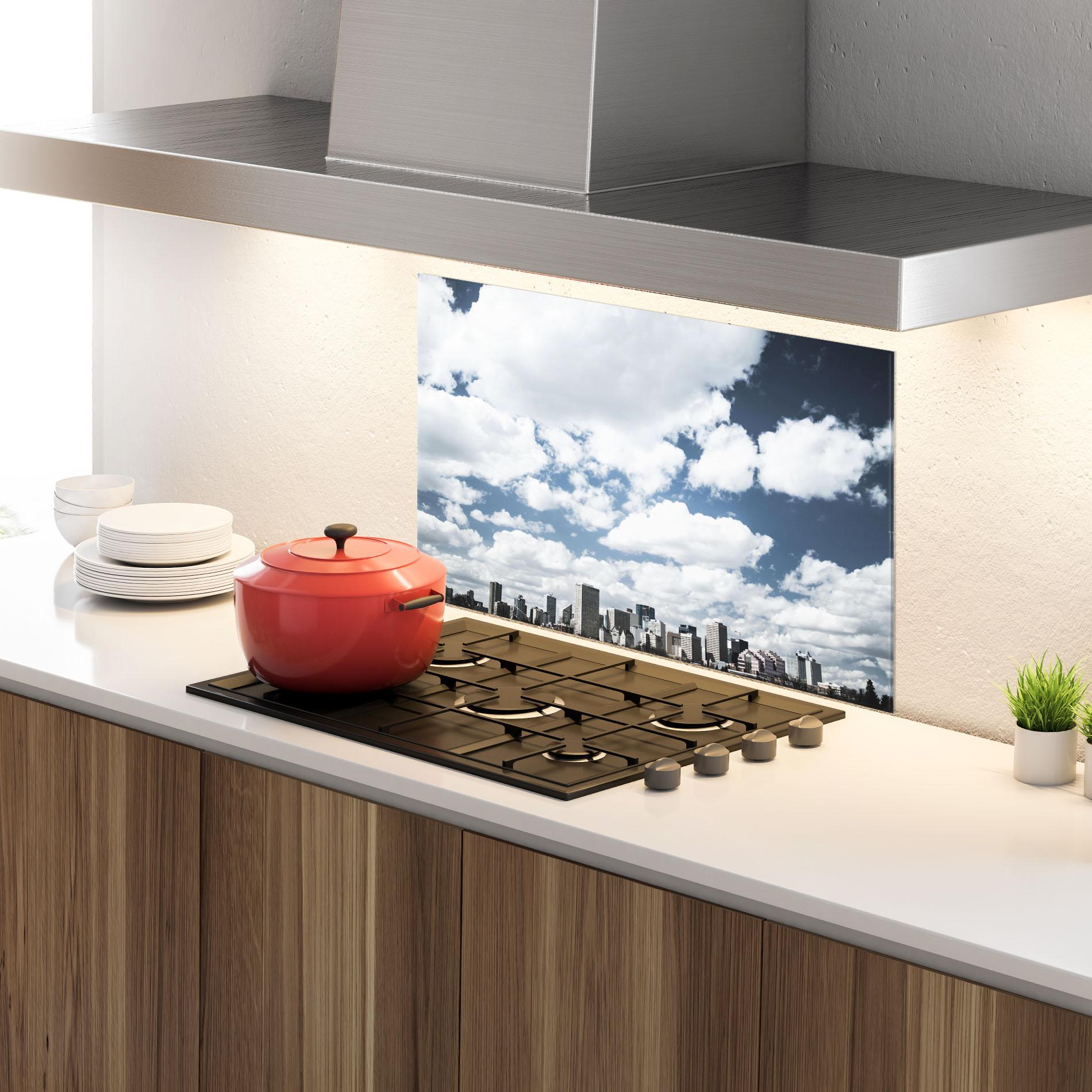 Panou Sticla Bucatarie Clouds Over City mockup 4